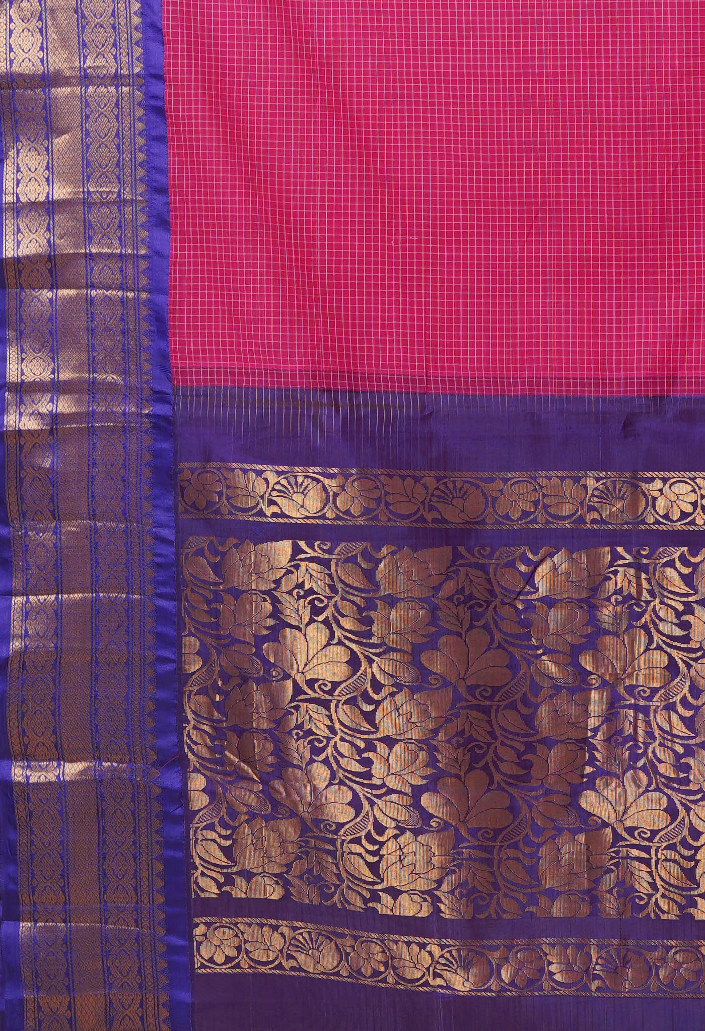 Pink Pure Handloom Gadwal Cotton Saree