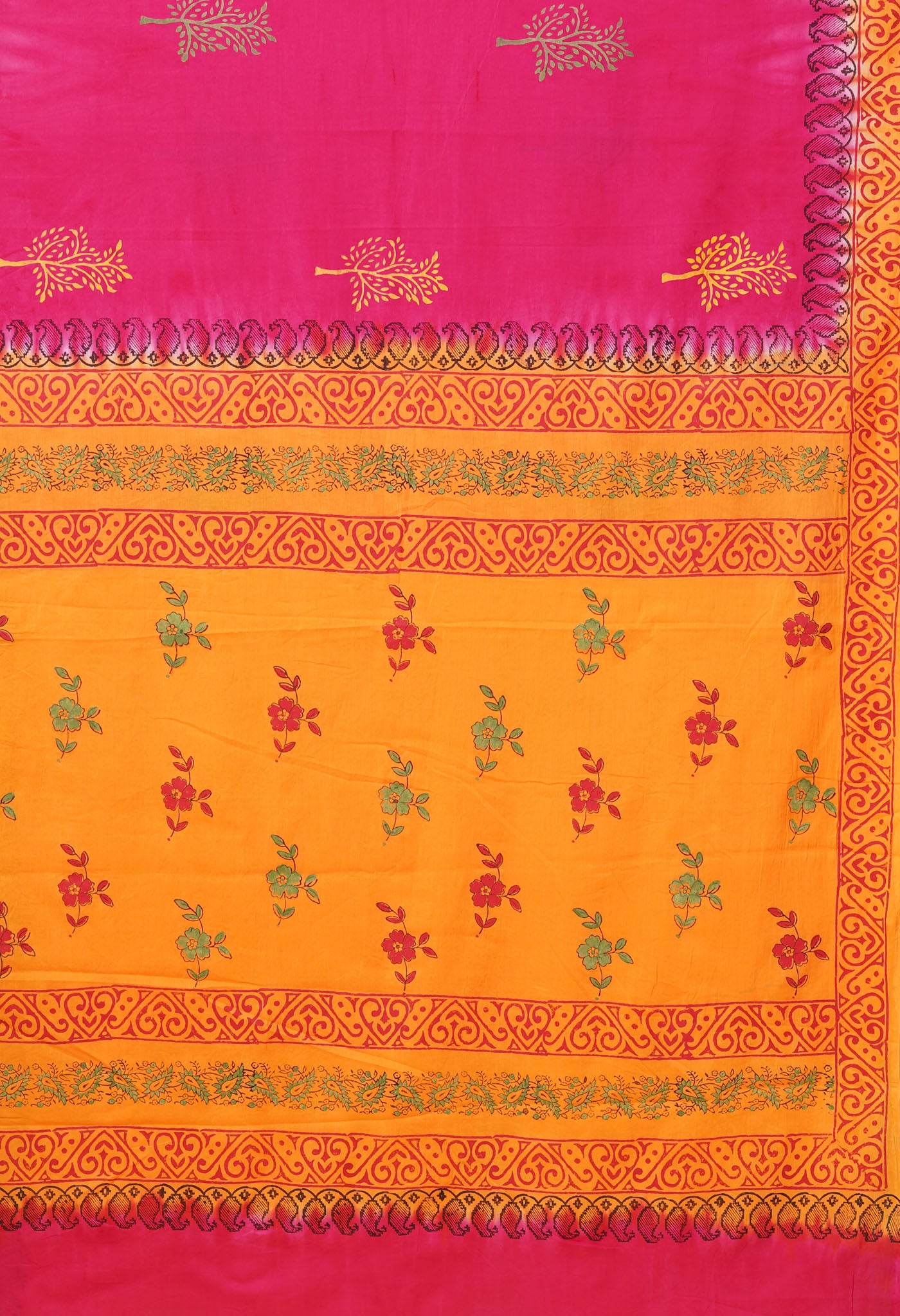 Pink Pure Hand Block Printed Soft Cotton Saree