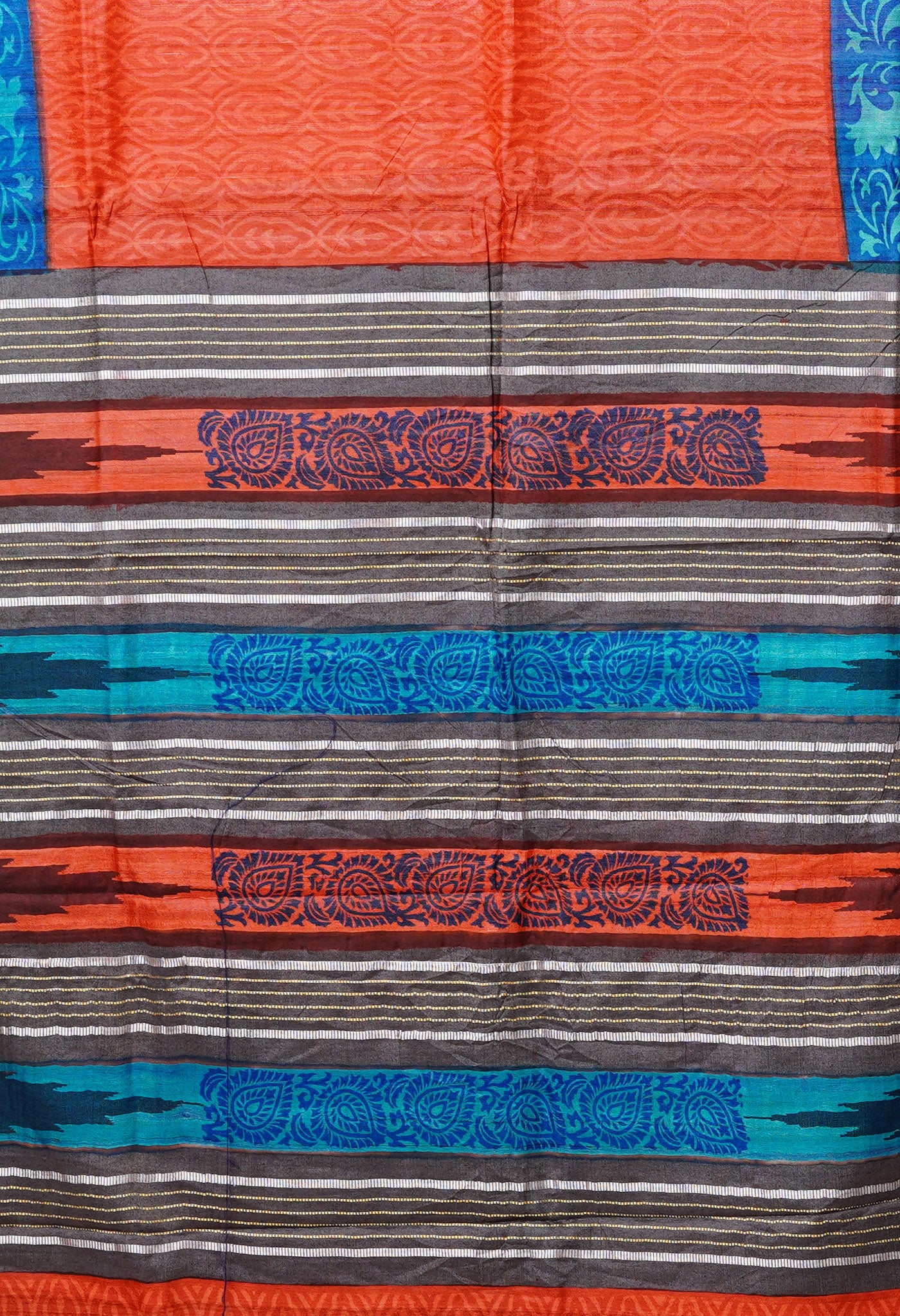 Red Pure Handloom Printed Vidarbha Tussar Silk Saree-UNM80224