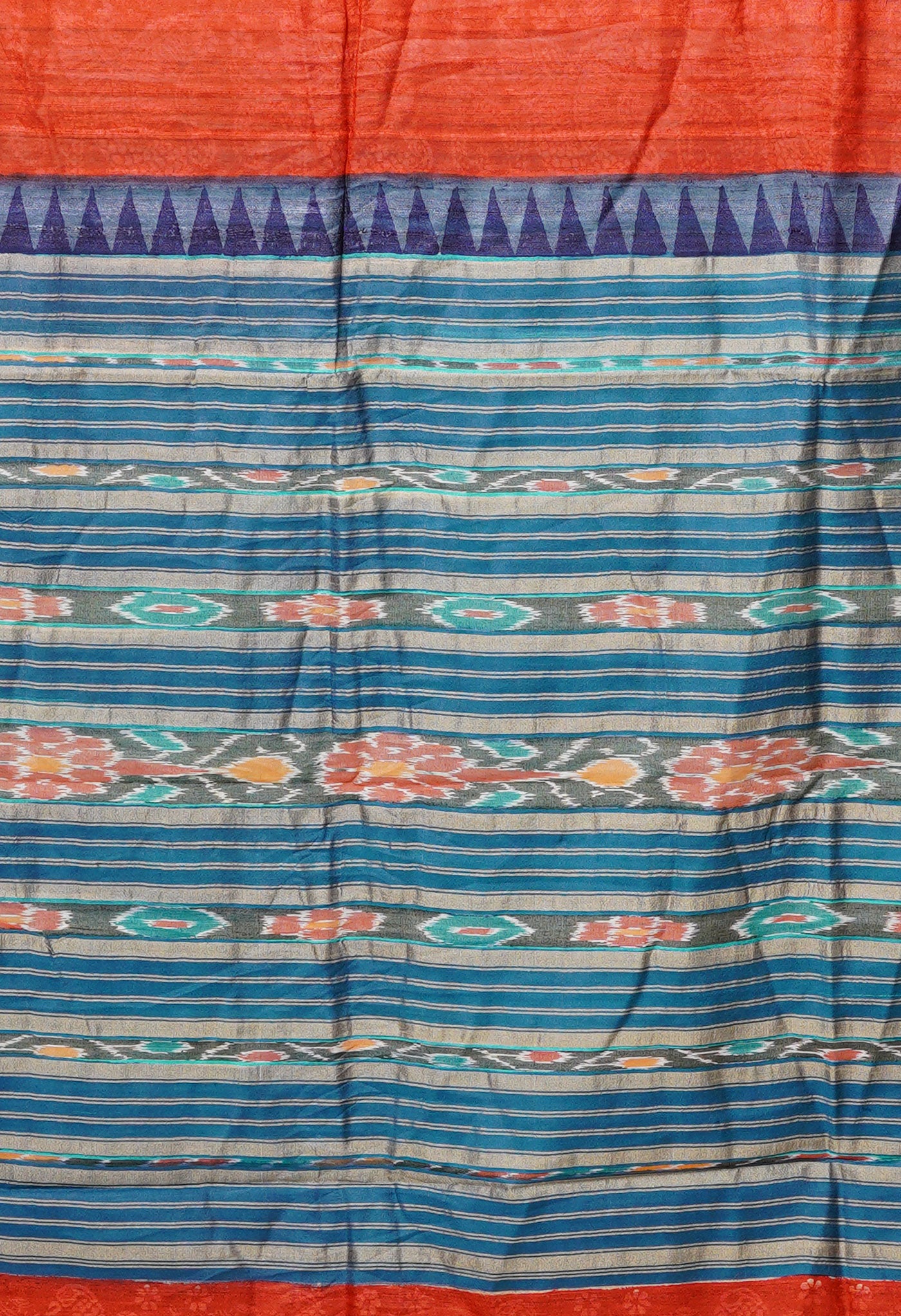 Red Pure Handloom Printed Vidarbha Tussar Silk Saree-UNM80237