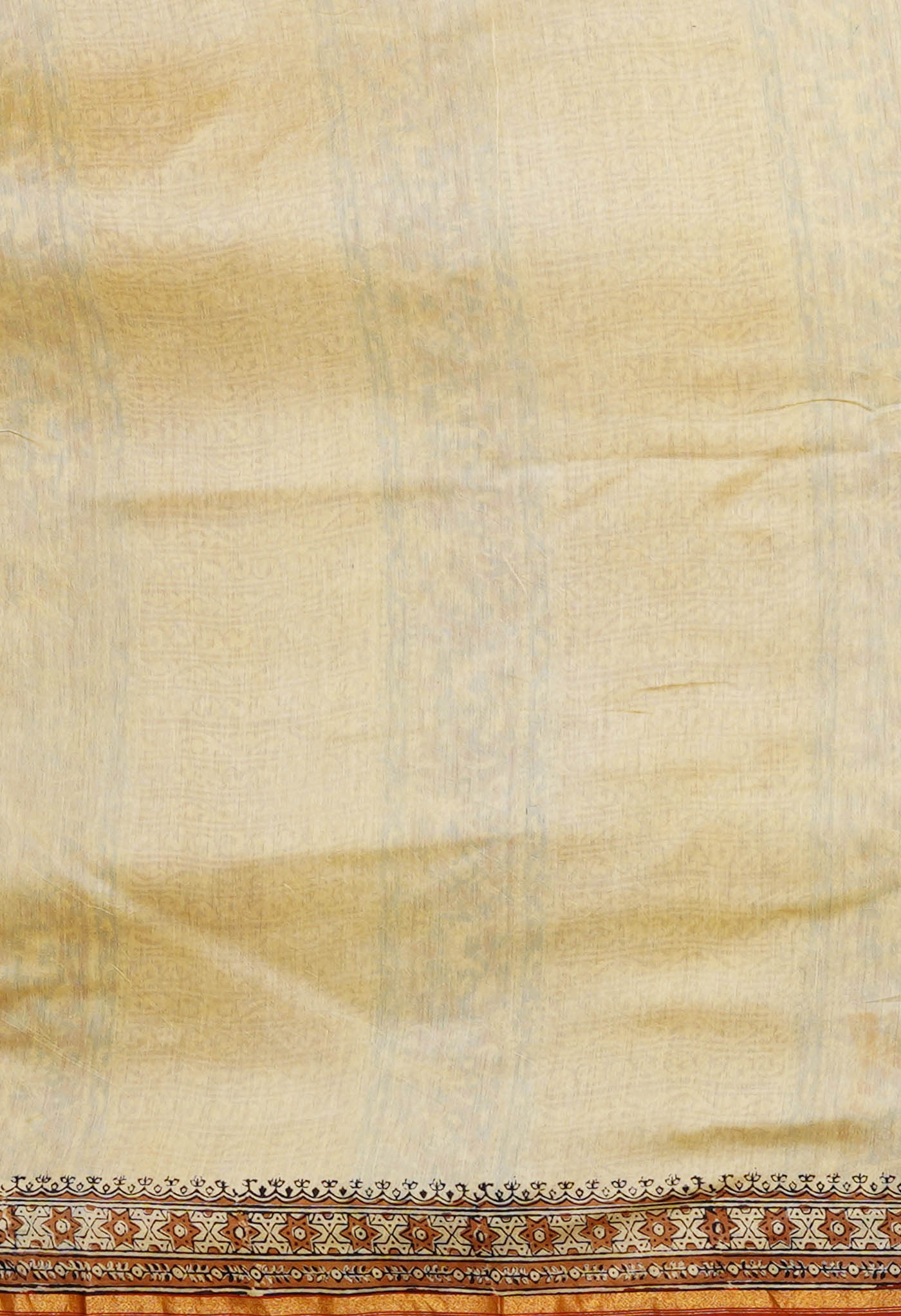 Cream Pure Bagru Kalamkari Printed Chanderi Sico Saree-UNM80249