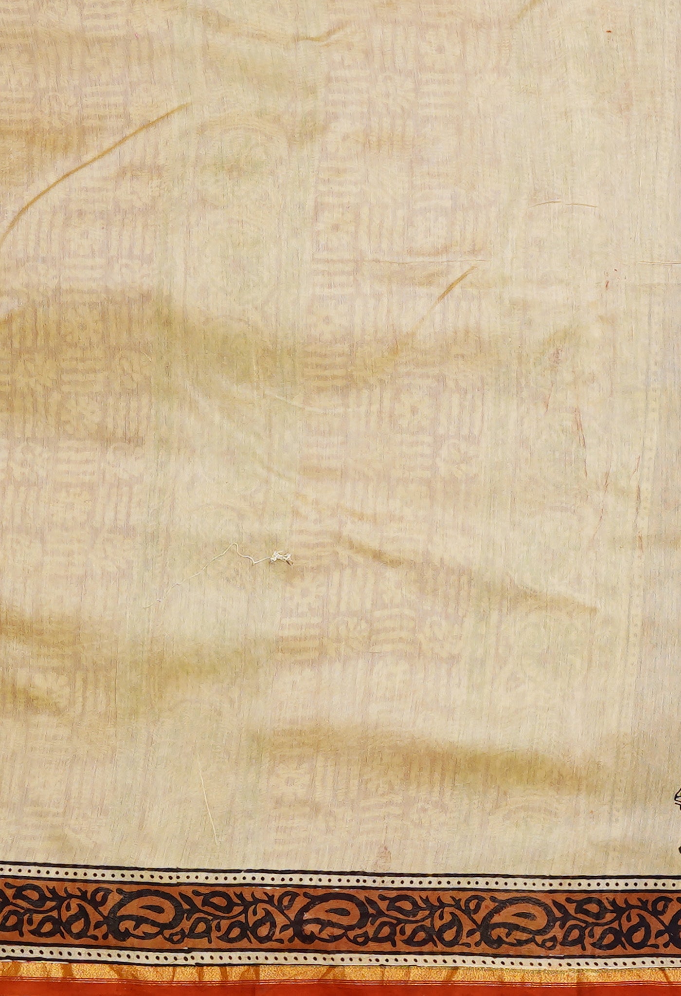 Cream Pure Bagru Kalamkari Printed Chanderi Sico Saree-UNM80255