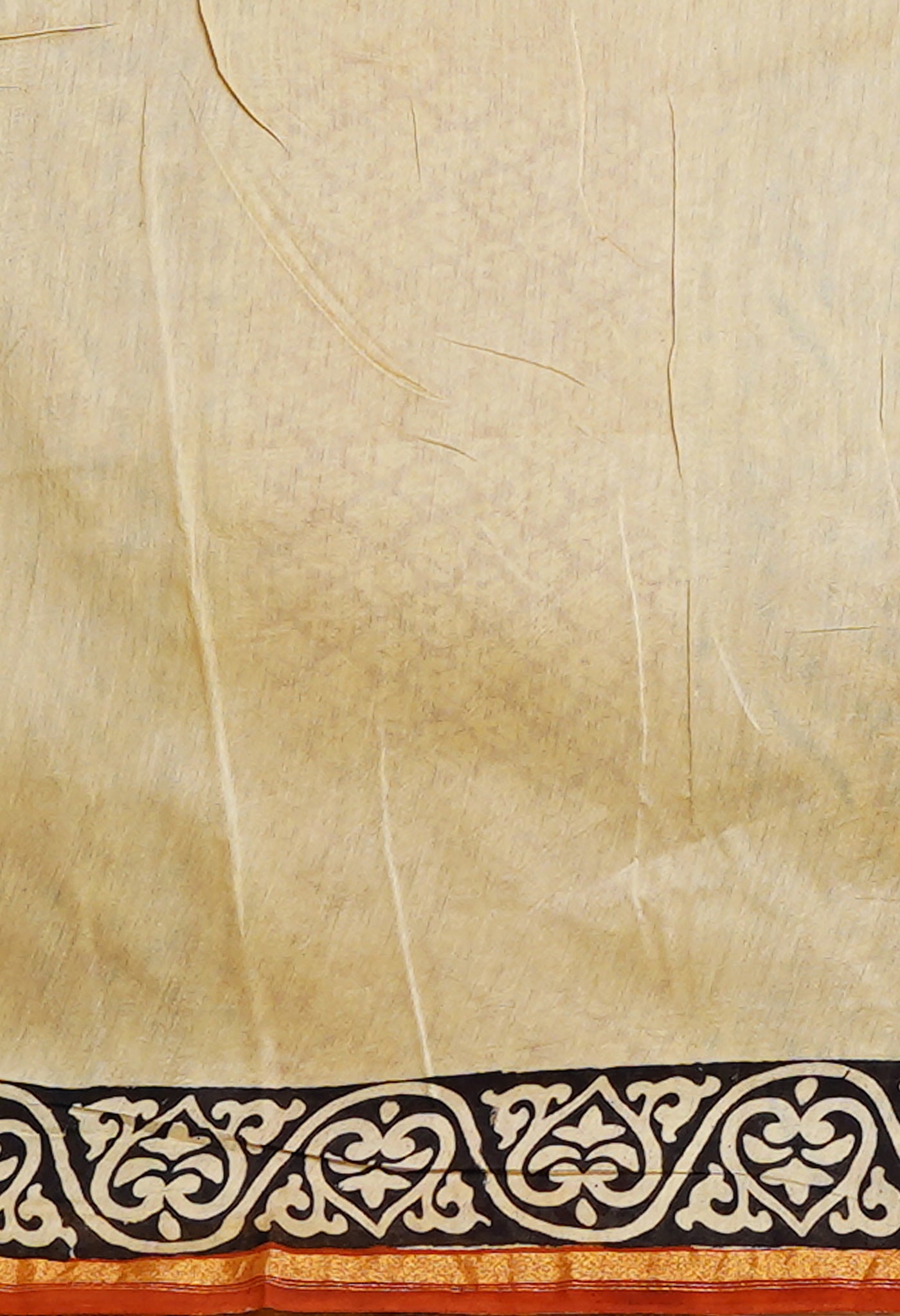 Cream Pure Bagru Kalamkari Printed Chanderi Sico Saree-UNM80256