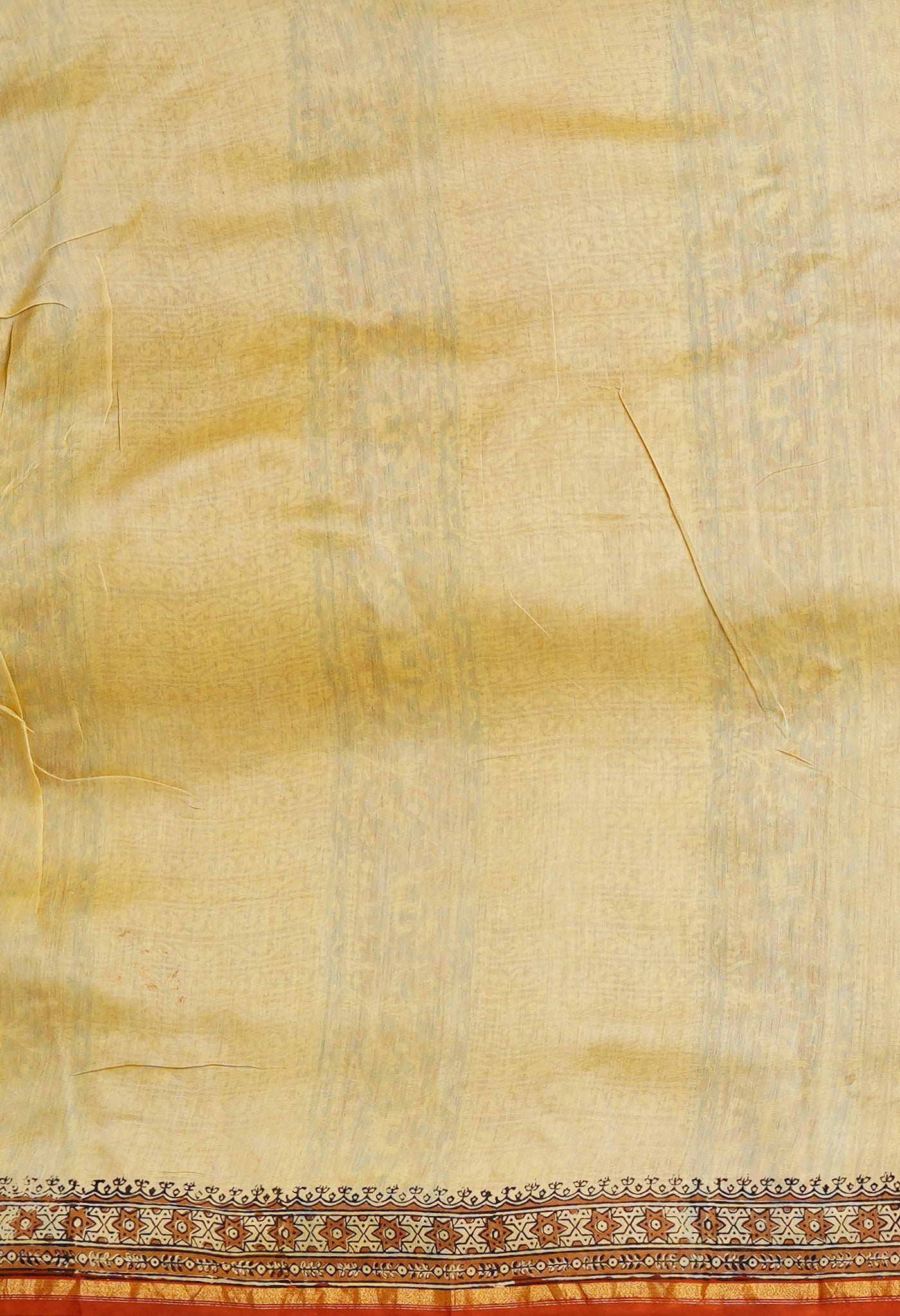 Cream Pure Bagru Kalamkari Printed Chanderi Sico Saree-UNM80258