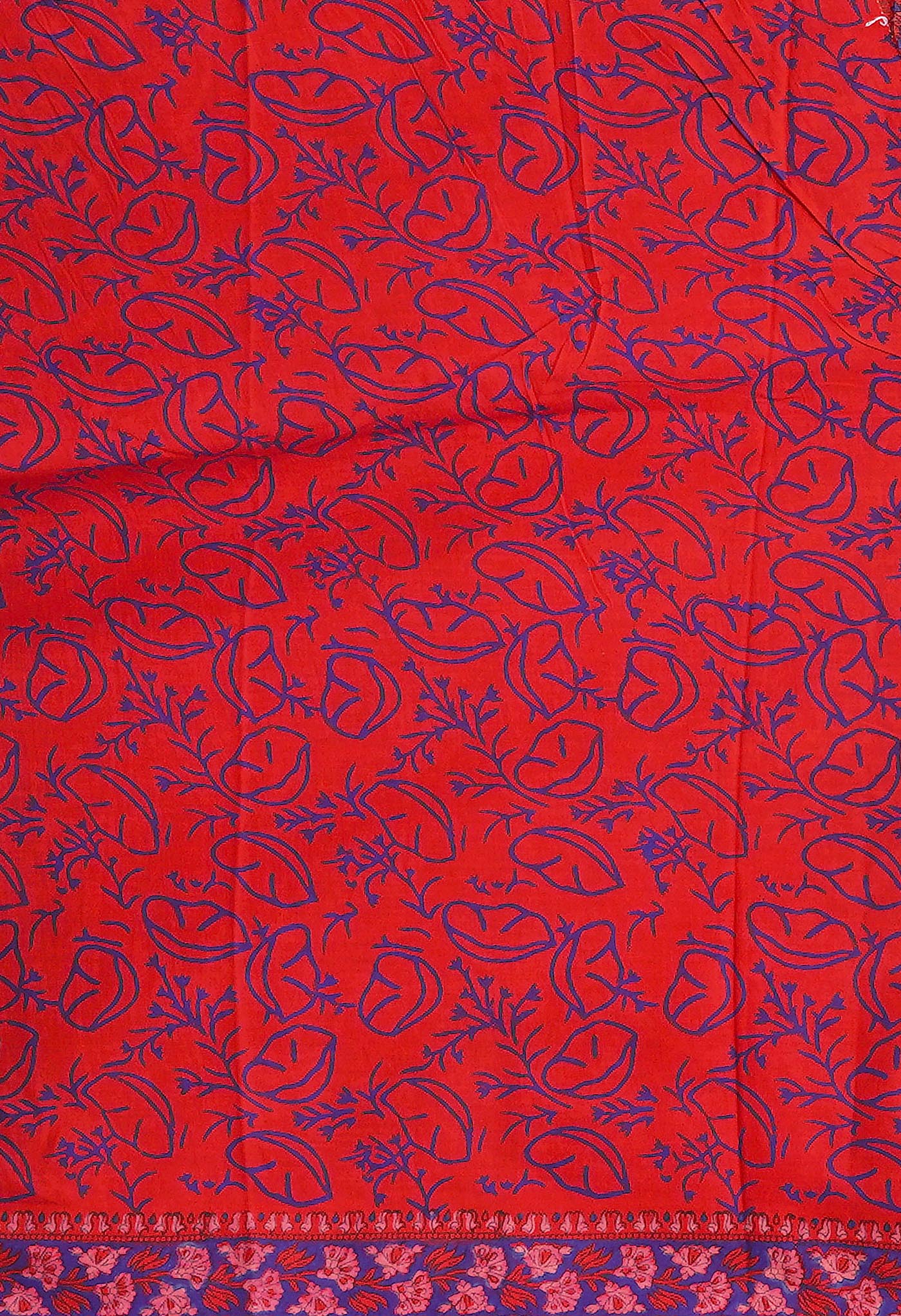 Red Pure Hand Block Printed Kota Saree-UNM80332