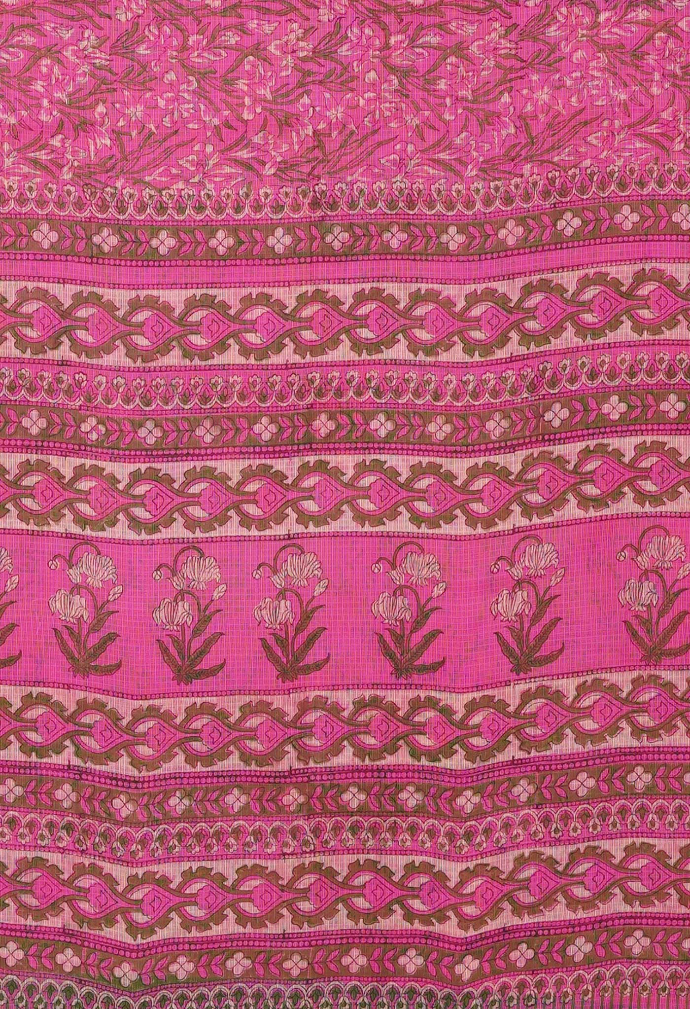 Pink Pure Hand Block Printed Kota Saree-UNM80359
