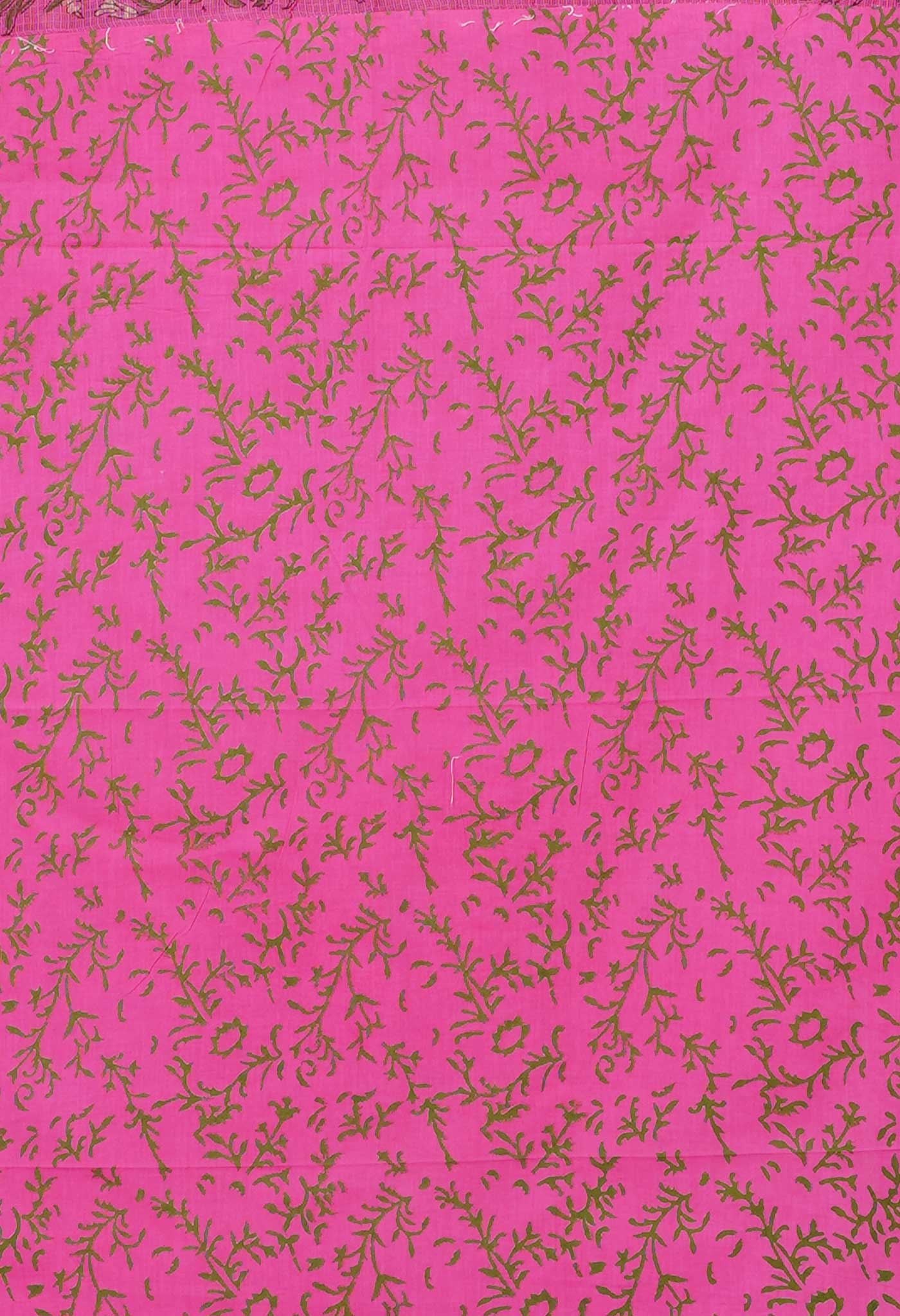 Pink Pure Hand Block Printed Kota Saree-UNM80359