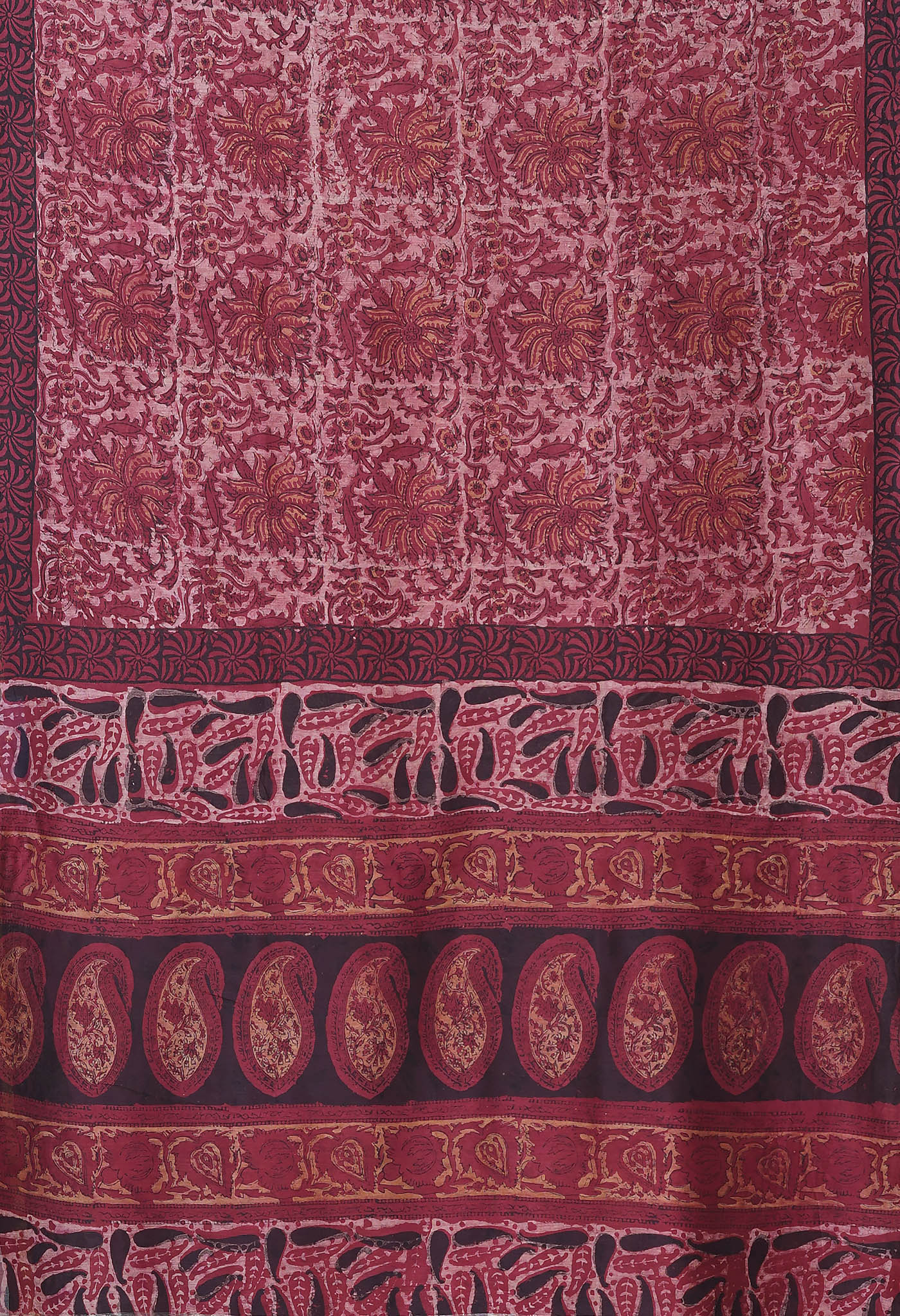 Red Pure Vanaspathi Block Printed Chanderi Sico Saree-UNM80642