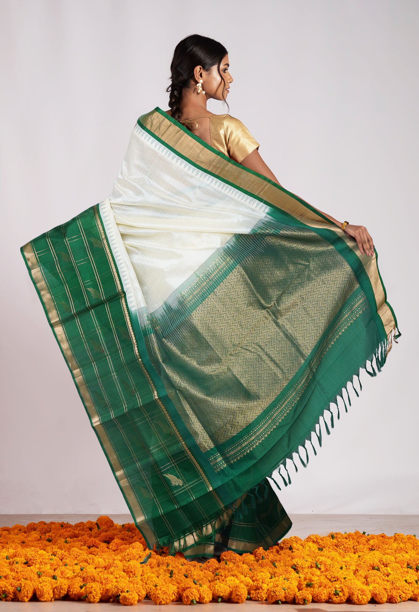 Ivory Pure Assam Sico Saree-UNM80675