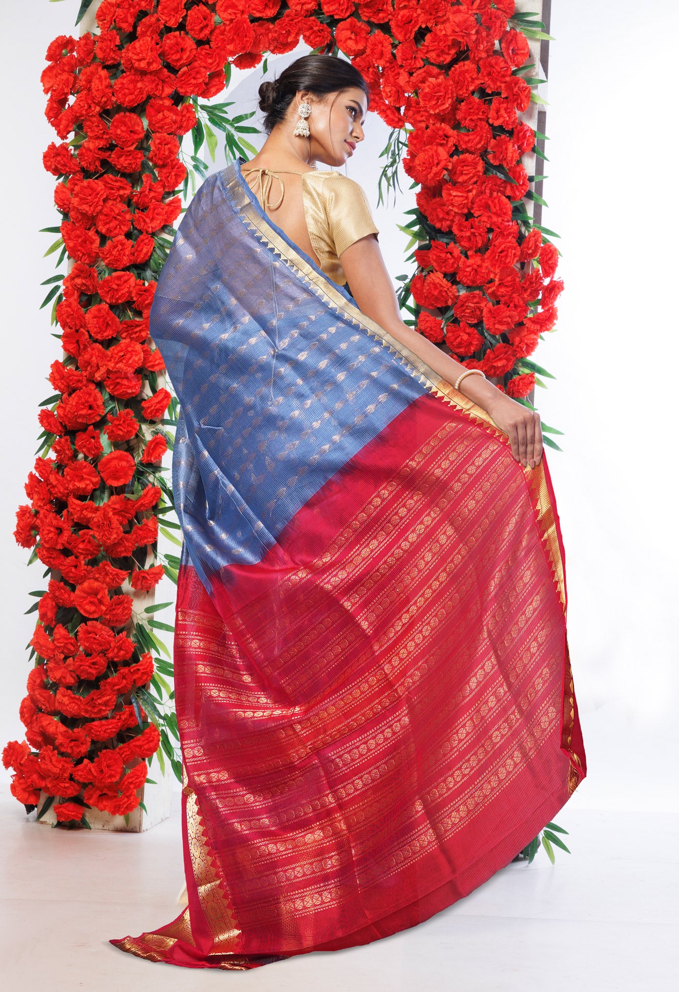 Grey Pure Assam Sico Saree-UNM80686