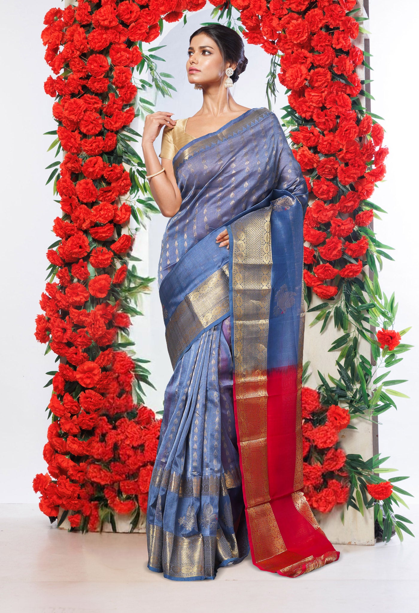 Grey Pure Assam Sico Saree-UNM80686