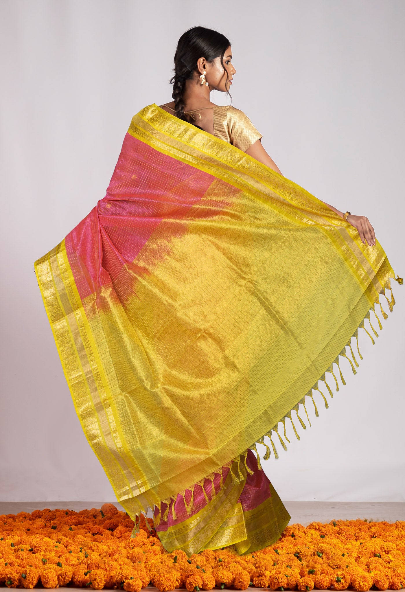 Coral Pink Pure Assam Sico Saree-UNM80691