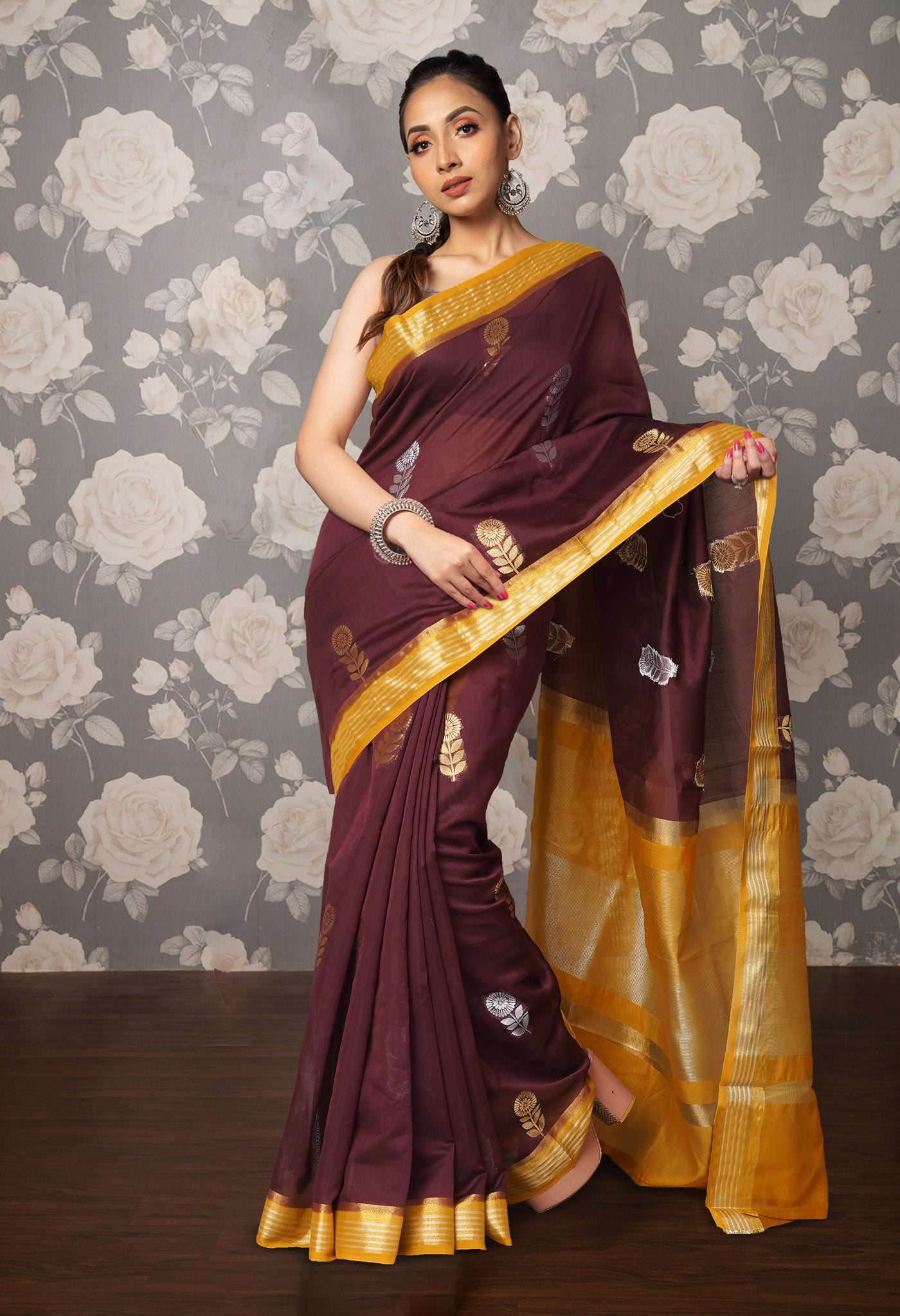 Dark Maroon Pure Handloom Chanderi Uppada Sico Saree-UNM80838