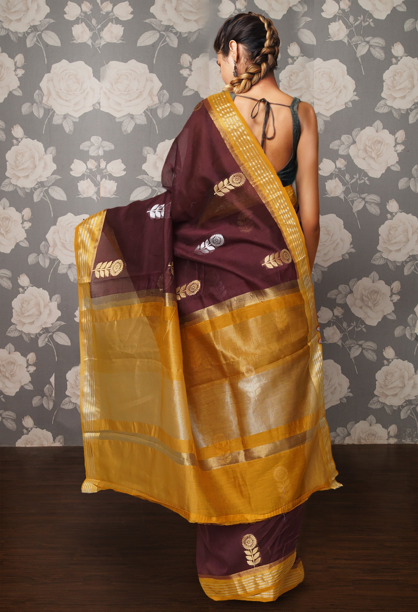 Dark Maroon Pure Handloom Chanderi Uppada Sico Saree-UNM80838