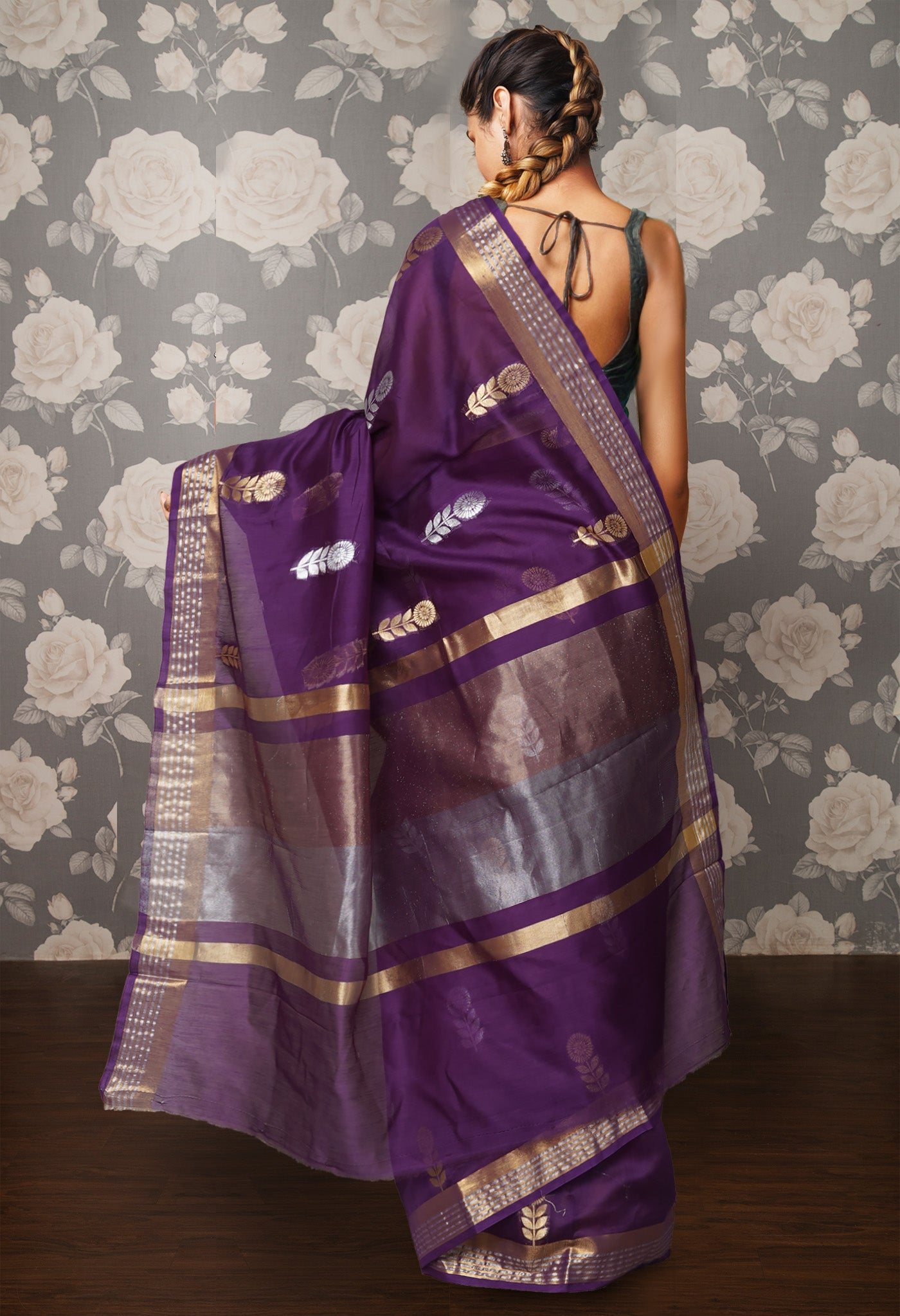 Violet Pure Handloom Chanderi Uppada Sico Saree-UNM80839