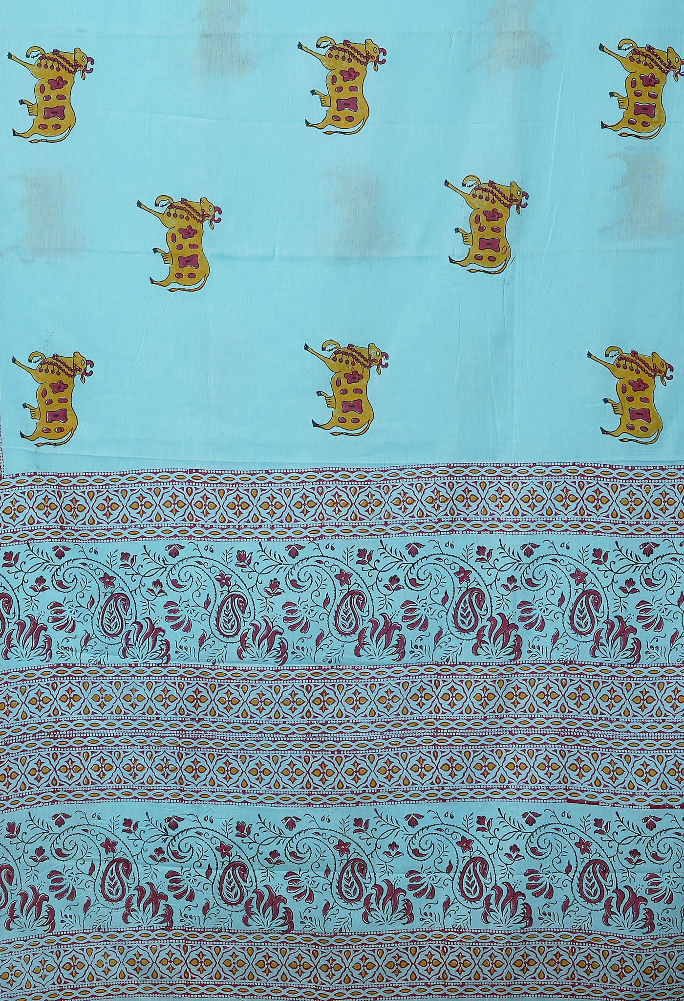 Blue Pure Pichwai Printed Soft Cotton Saree-UNM80990