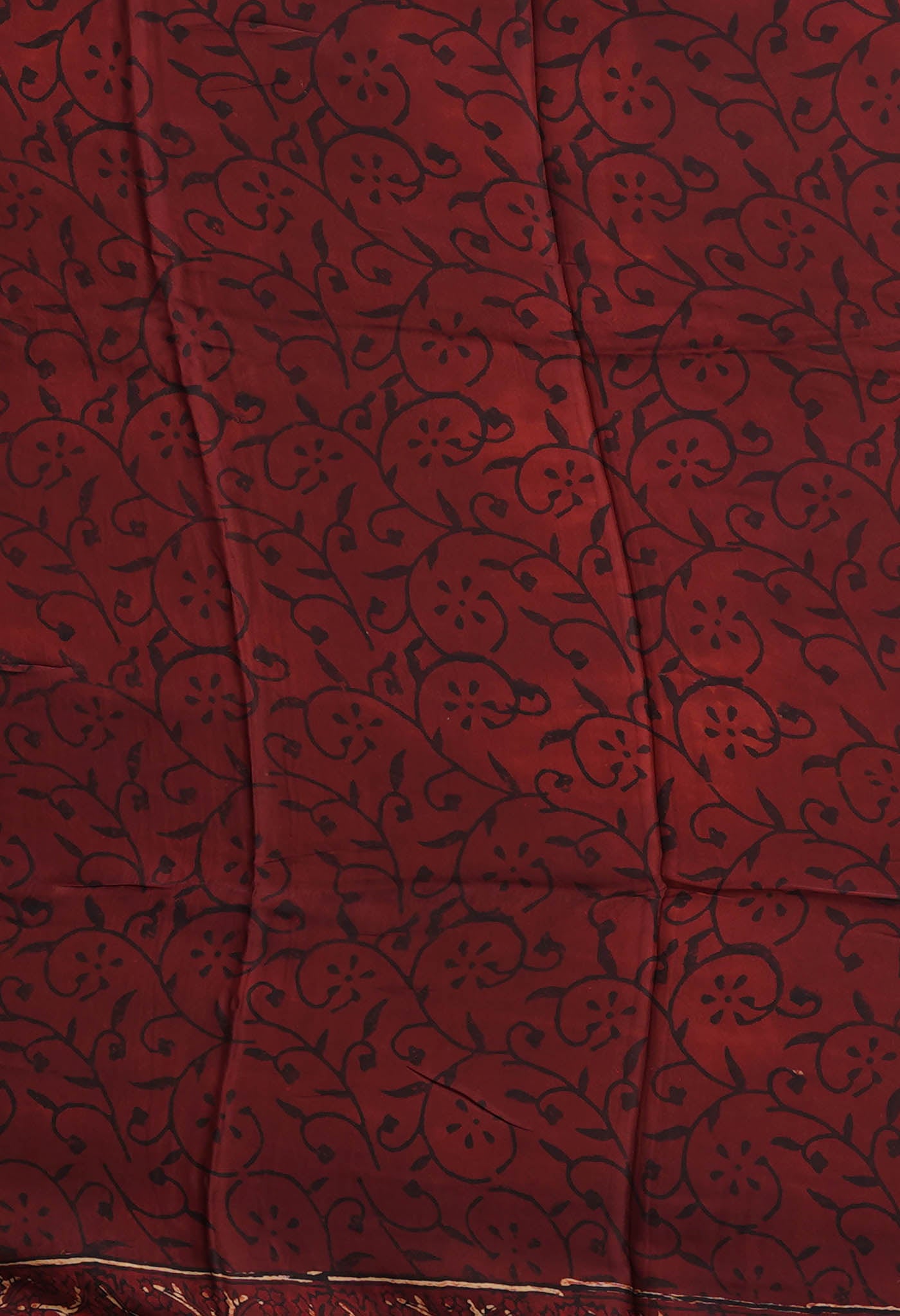 Red Pure Ajrakh Printed Gaji Soft Silk Saree-UNM81026