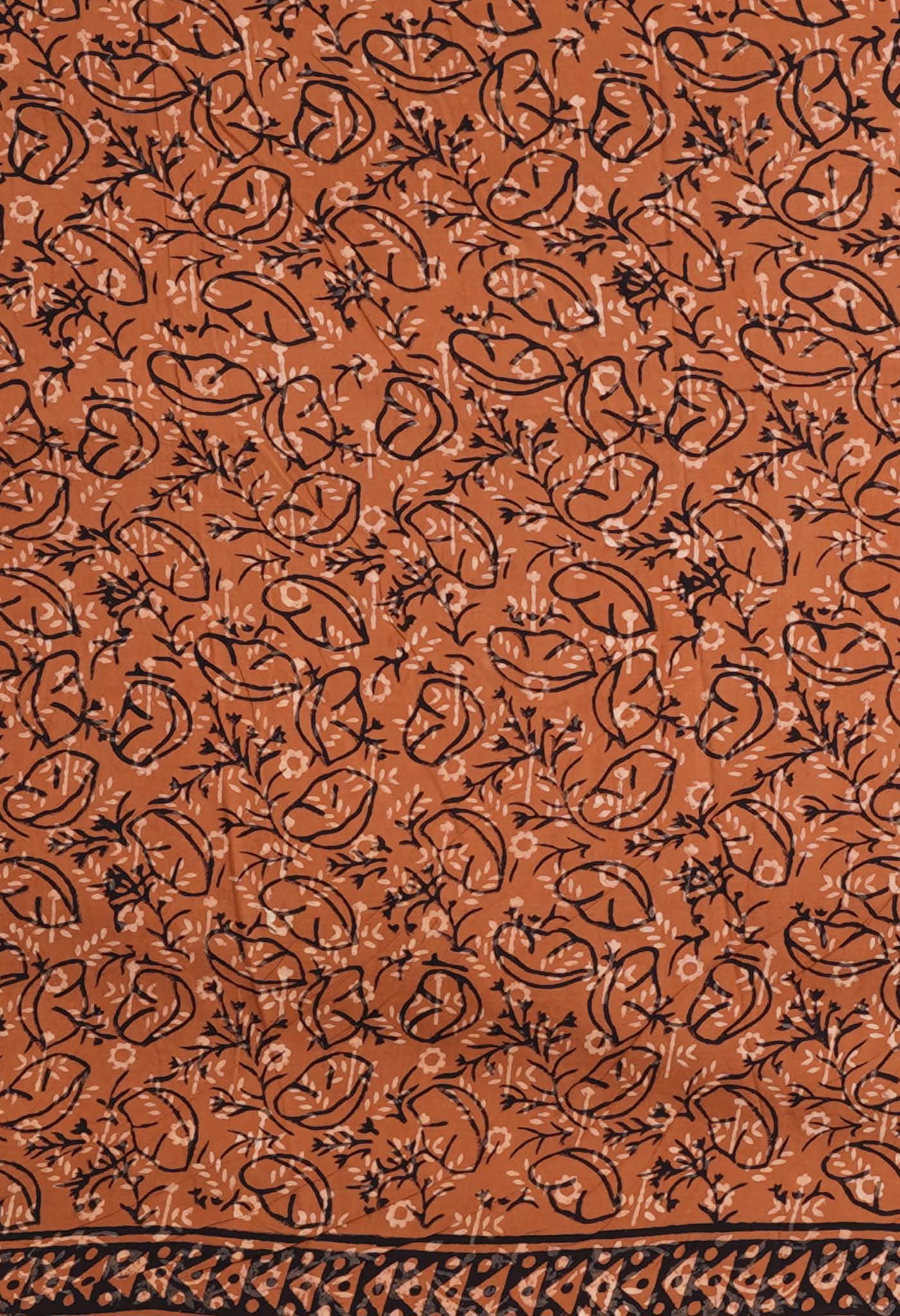 Red Pure Discharge Bagru Printed Kota Saree-UNM81202