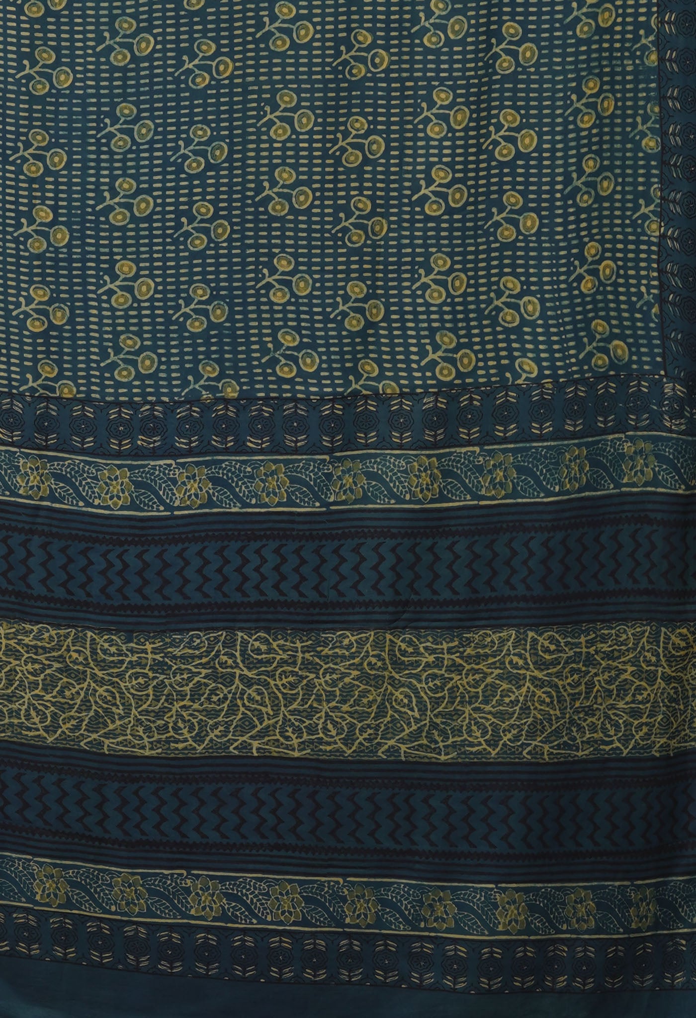 Blue Pure Ajrakh Printed Soft Silk Saree-UNM81248