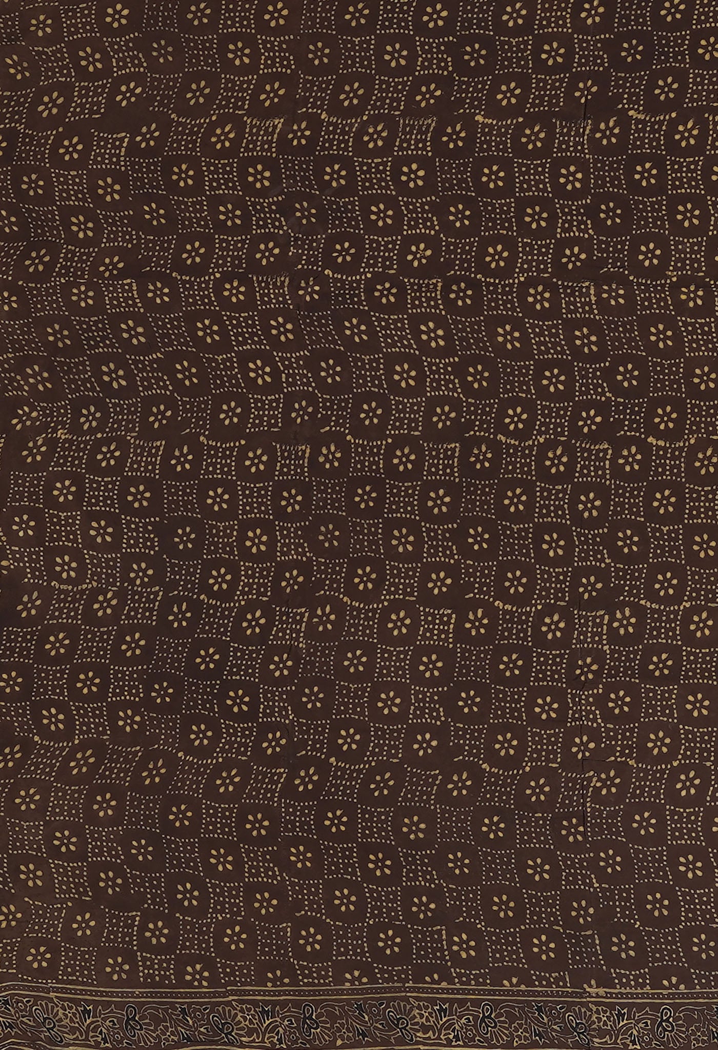 Brown Pure Ajrakh Printed Soft Silk Saree-UNM81251