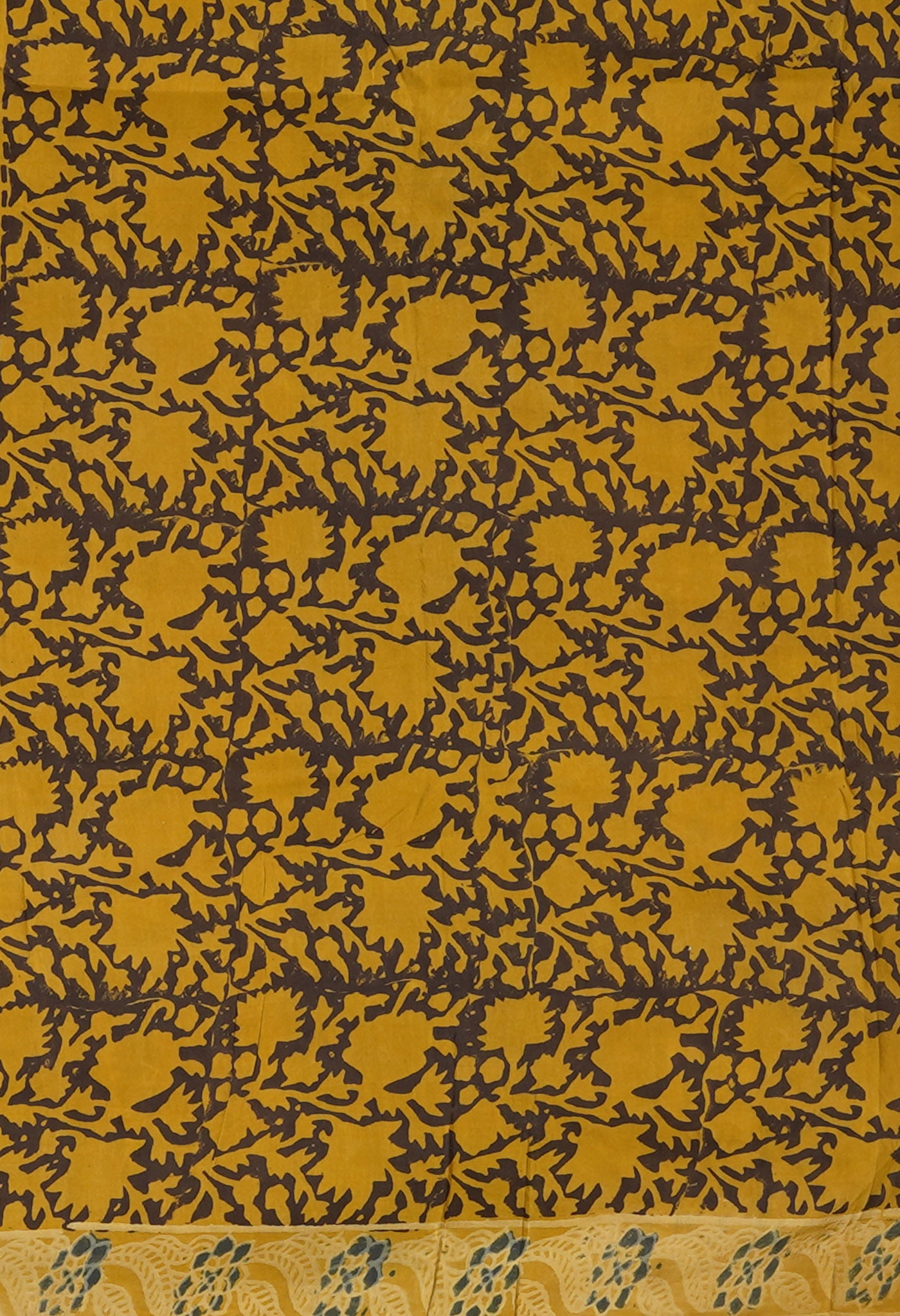 Yellow Pure Ajrakh Printed Soft Silk Saree-UNM81266