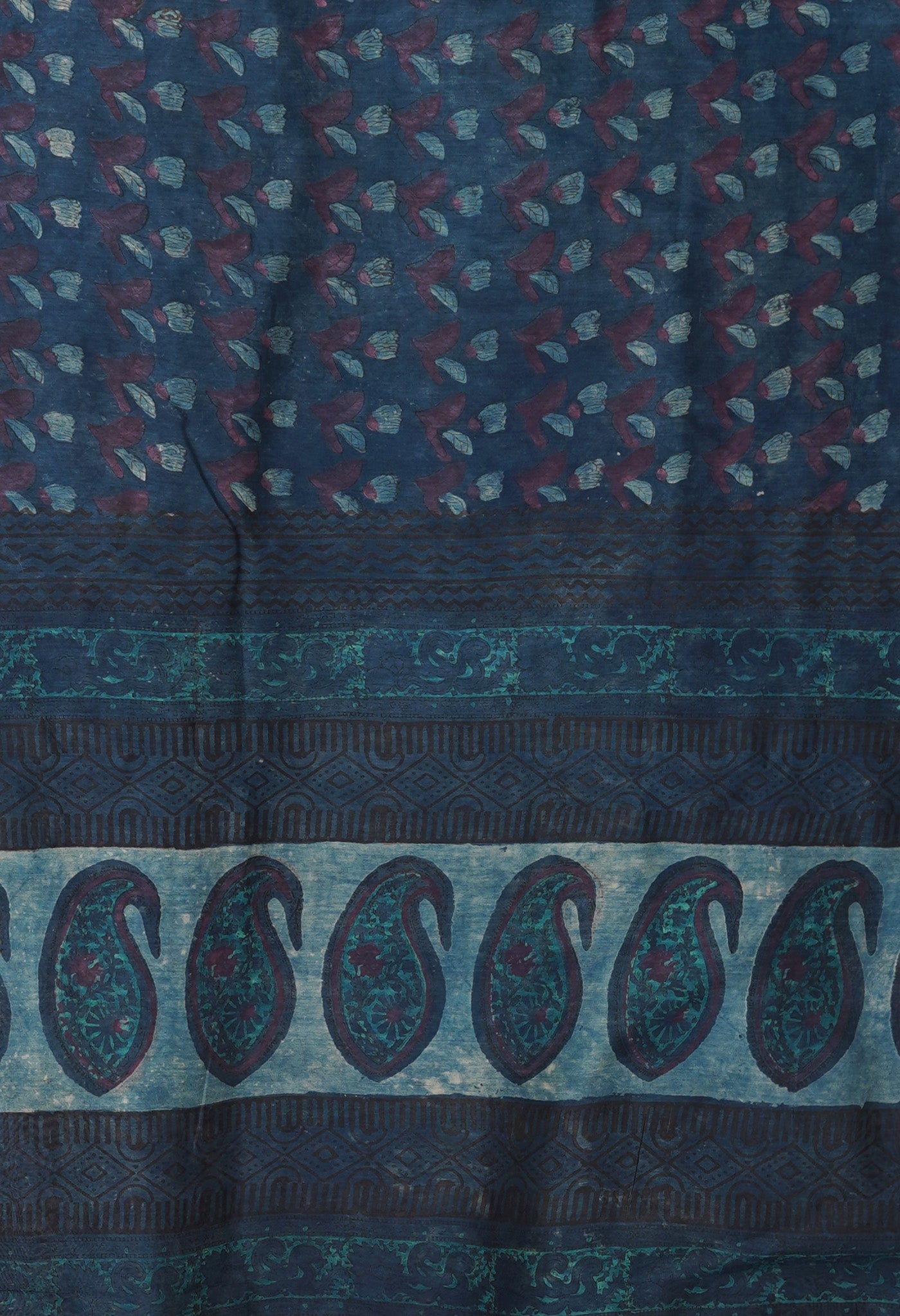 Blue Pure Vanaspathi Block Printed Chanderi Sico Saree-UNM81656