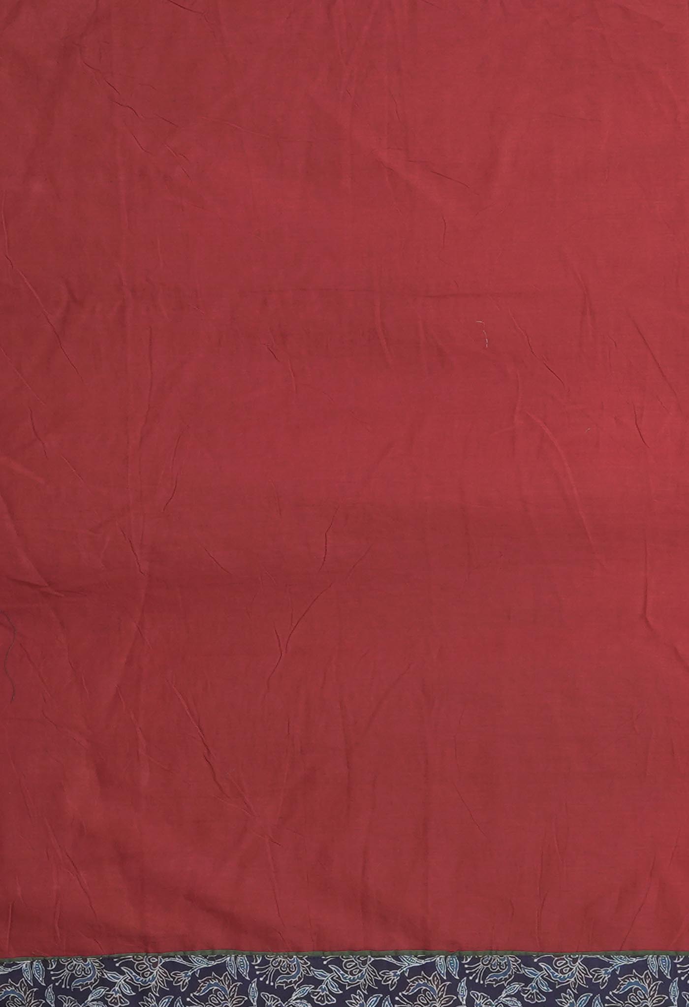 Maroon Pure Applique Work Mulmul Cotton Saree-UNM81731