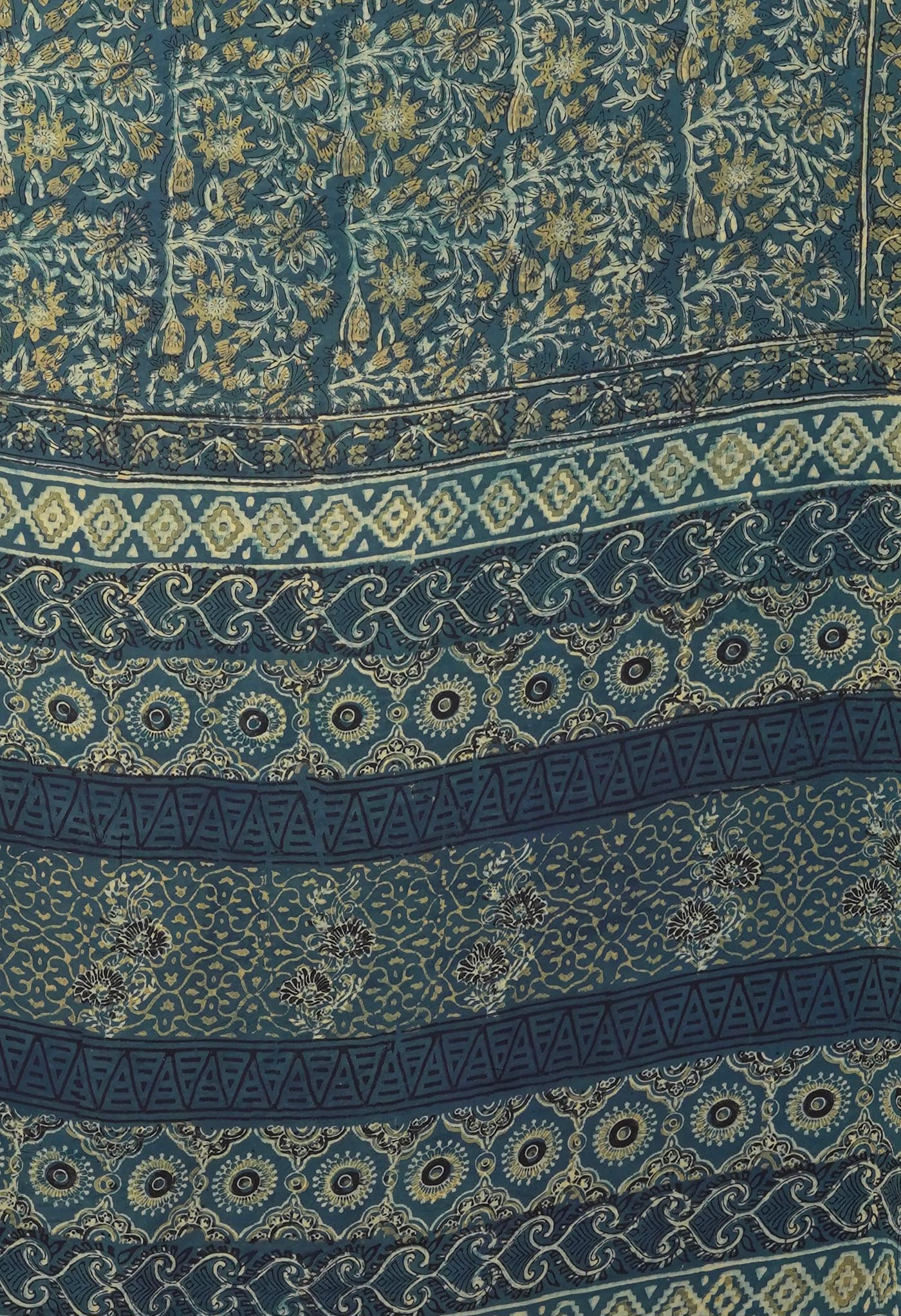 Blue Pure Ajrakh Printed Soft Silk Saree-UNM81768