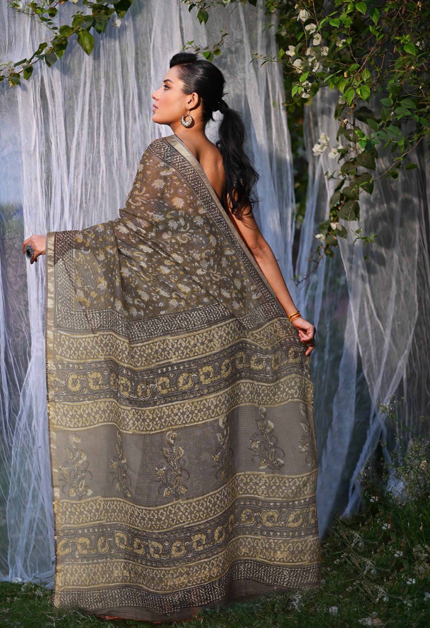 Multi Pure Discharge Bagru Printed Kota Saree-UNM81797
