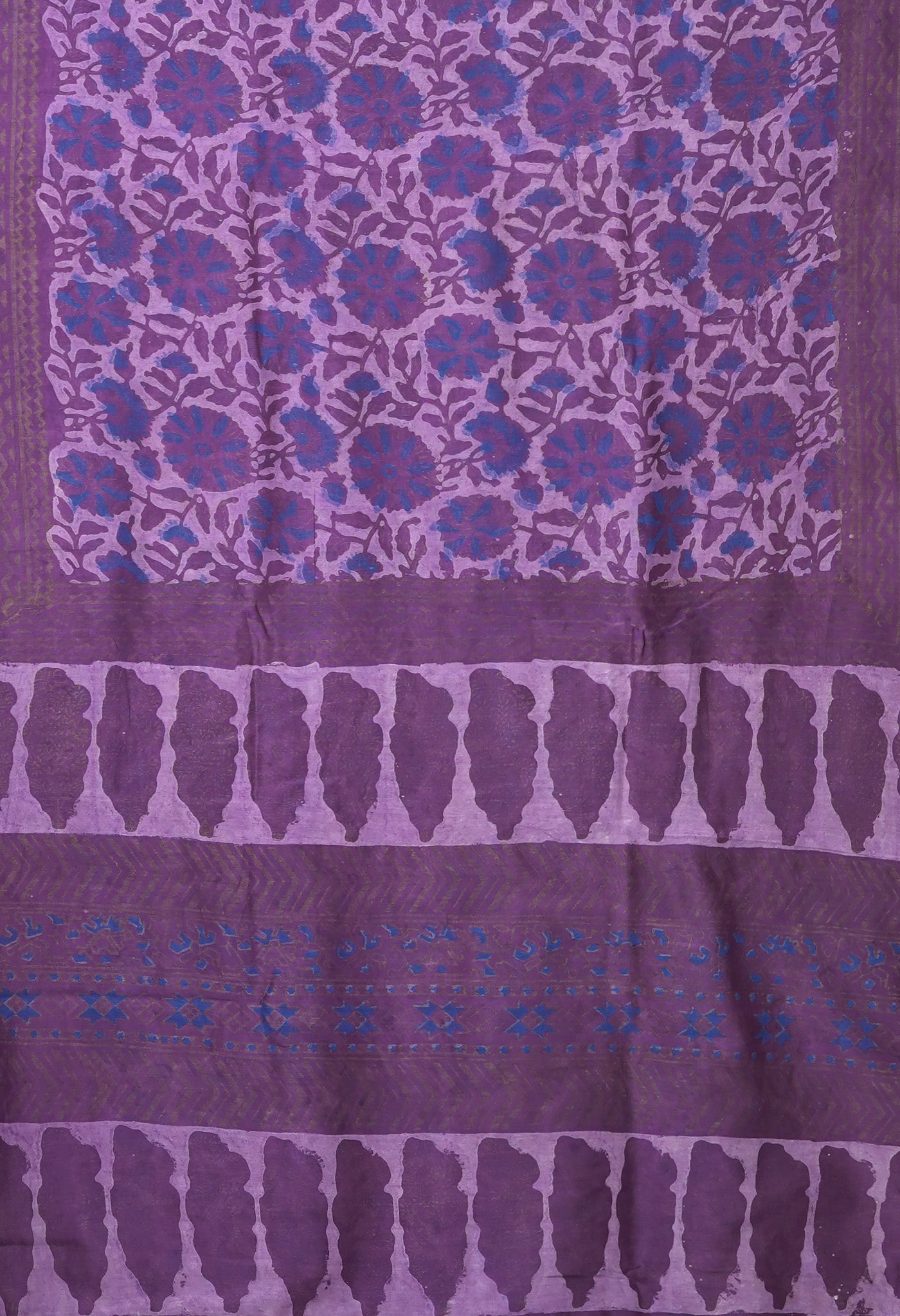 Violet Pure Vanaspathi Block Printed Chanderi Sico Saree-UNM81844