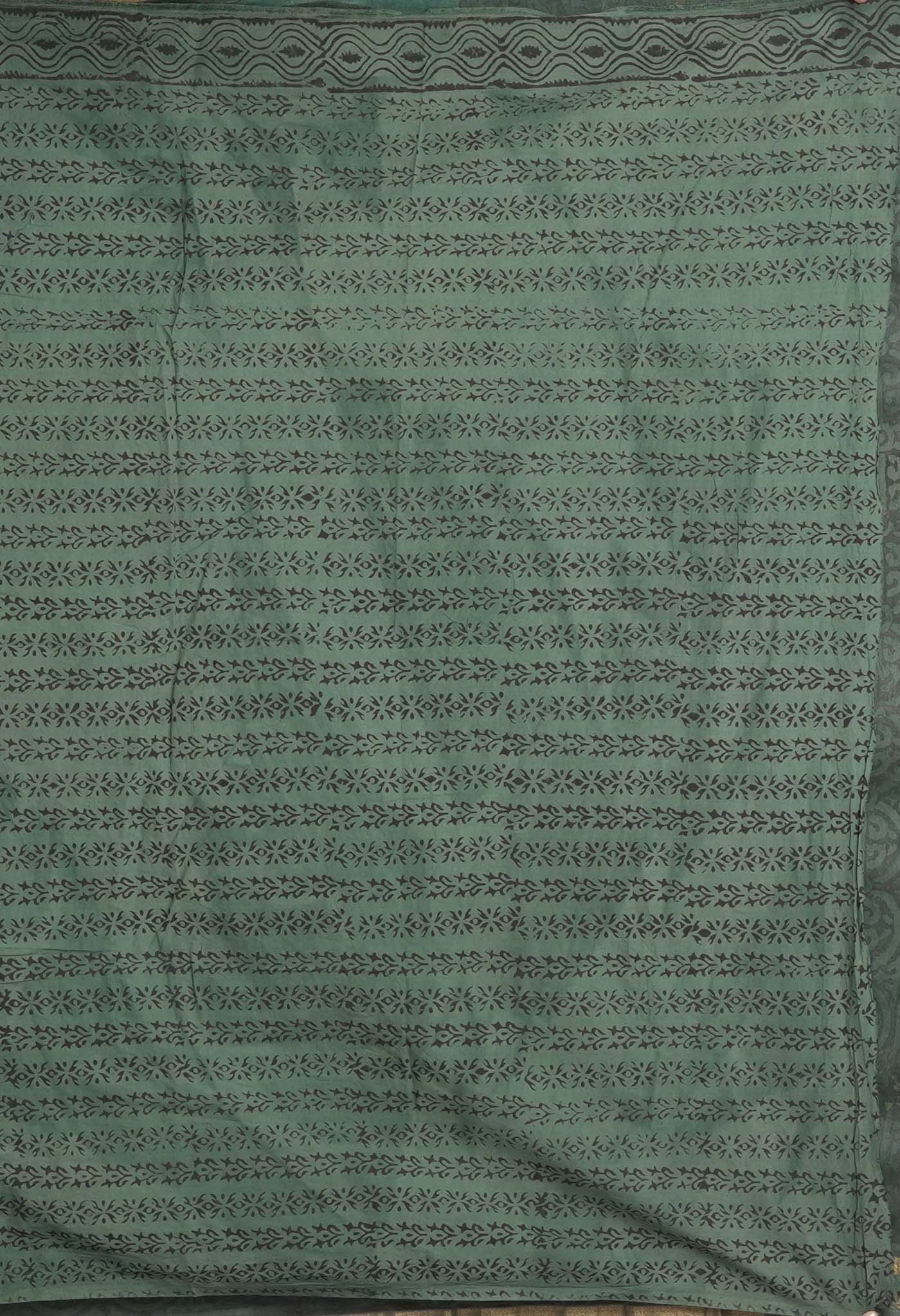 Green Pure Vanaspathi Block Printed Chanderi Sico Saree-UNM81847
