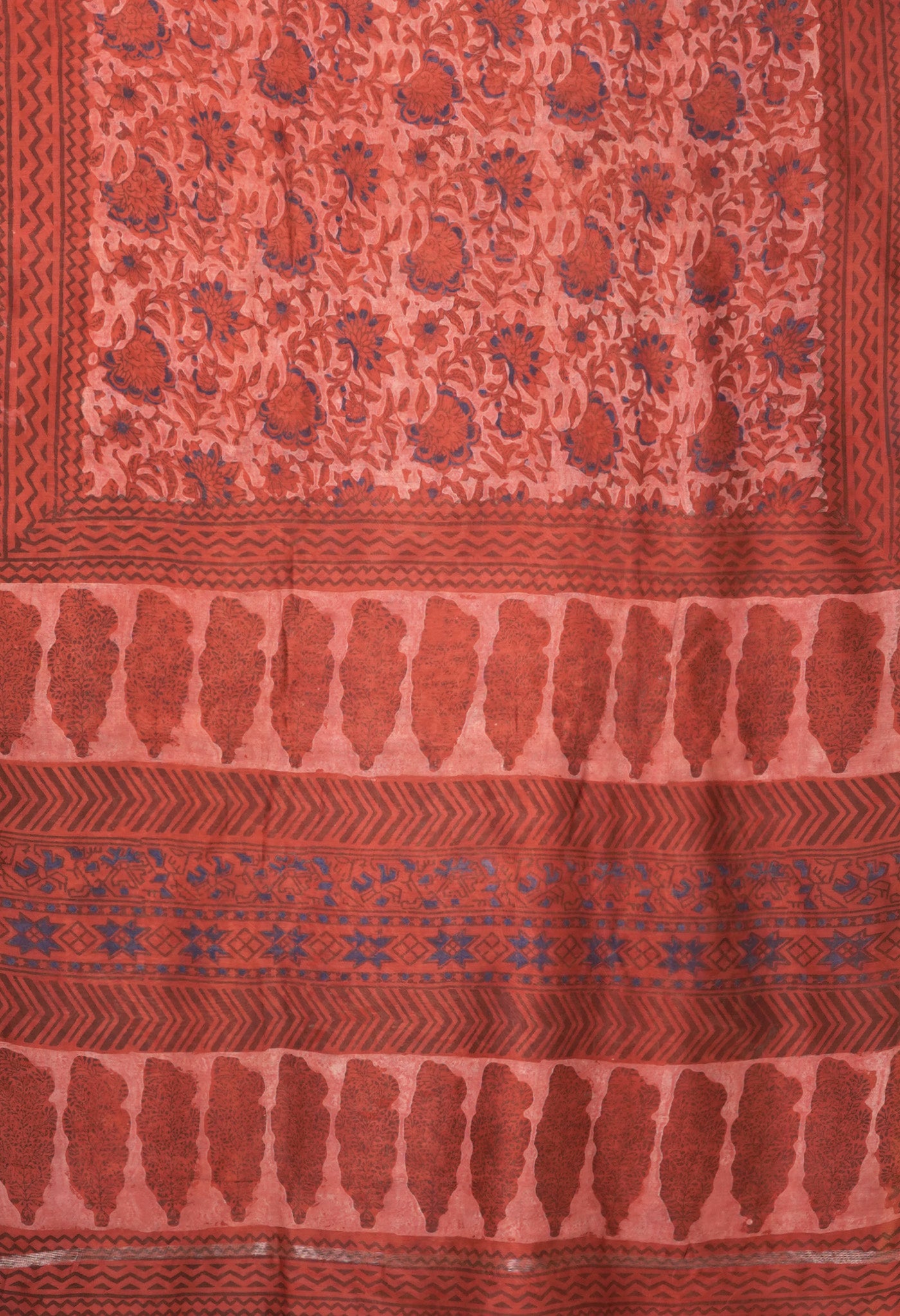 Orange Pure Vanaspathi Block Printed Chanderi Sico Saree-UNM81848