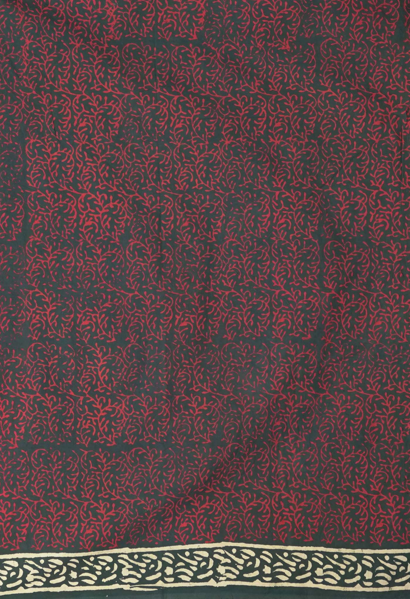 Green Pure Napthol Block Printed Chanderi Sico Saree-UNM81855