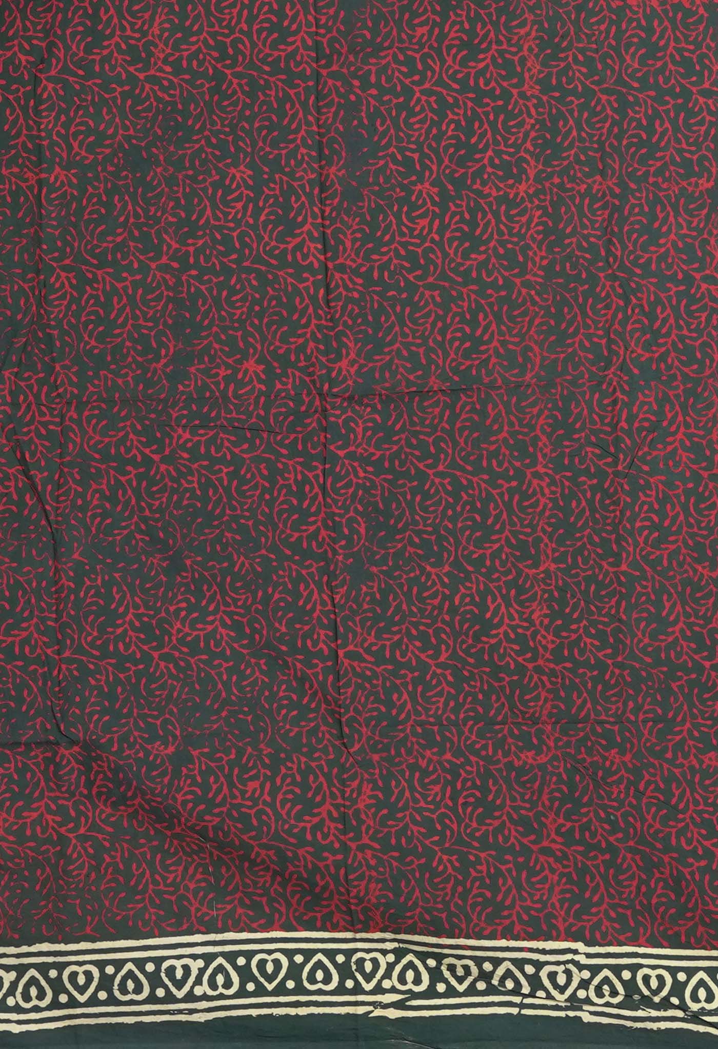 Green Pure Napthol Block Printed Chanderi Sico Saree-UNM81856