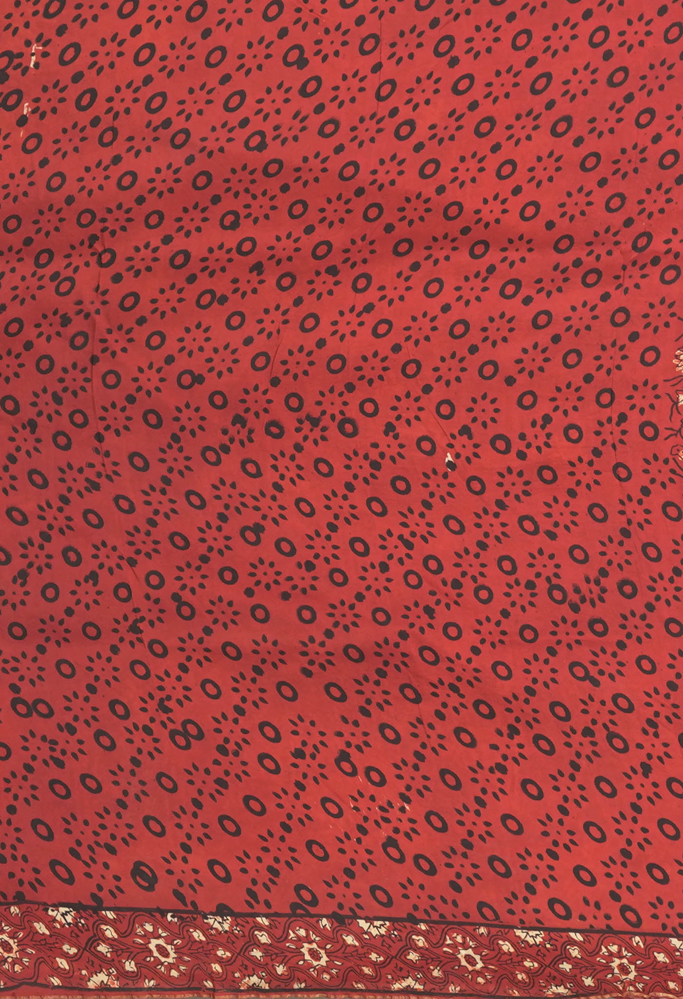 Red Pure Ajrakh Printed Soft Silk Saree-UNM81861