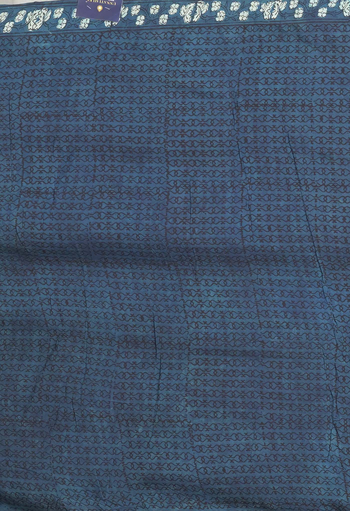 Blue Pure Ajrakh Printed Soft Silk Saree-UNM81868