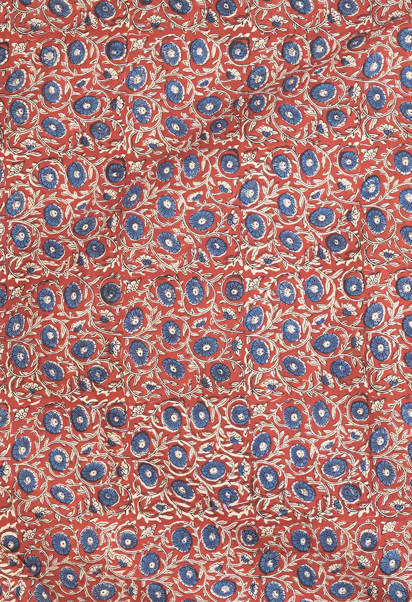 Ivory-Red Pure Hand Block Printed Soft Cotton Saree-UNM81900