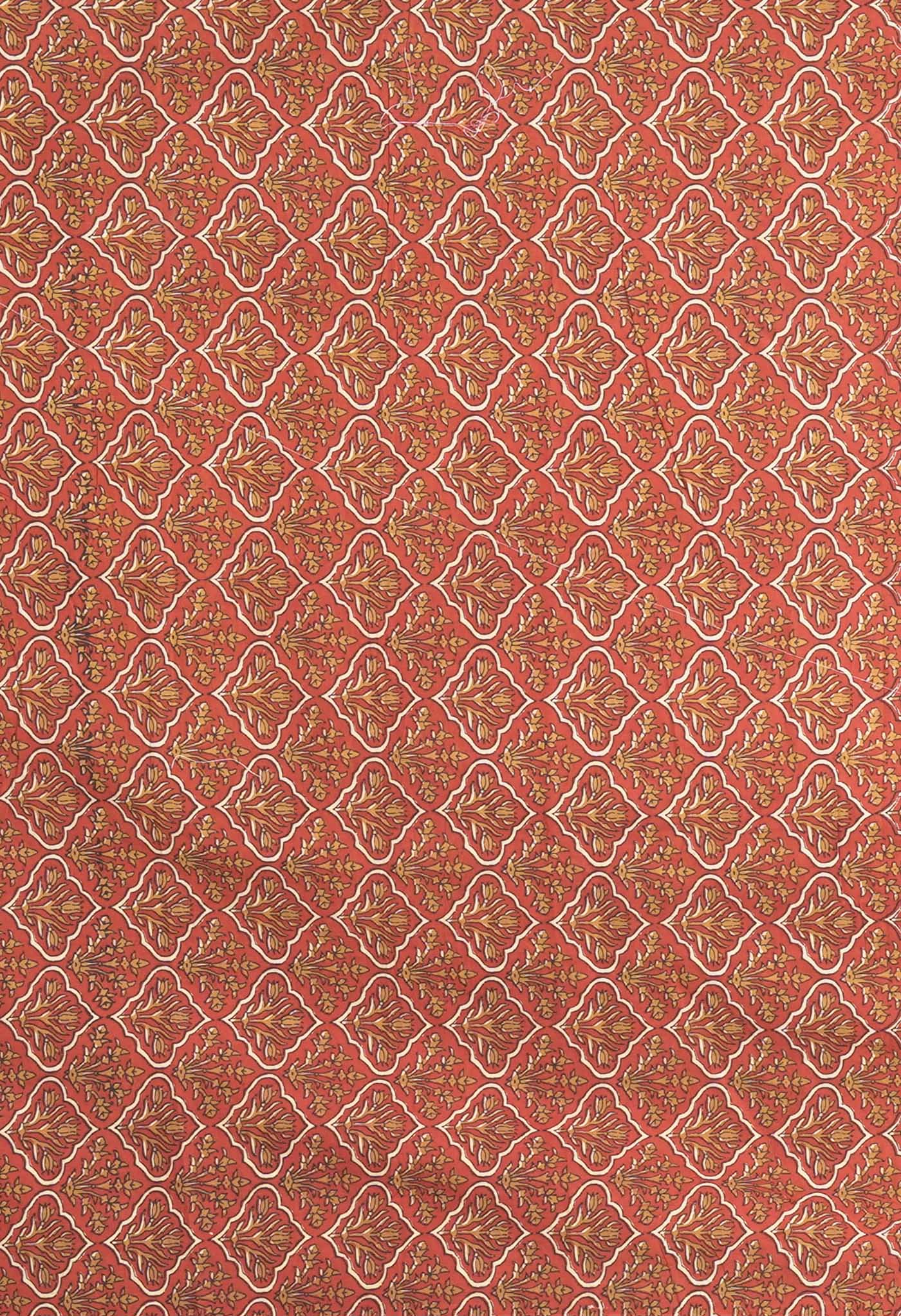 Ivory-Red Pure Hand Block Printed Soft Cotton Saree-UNM81897