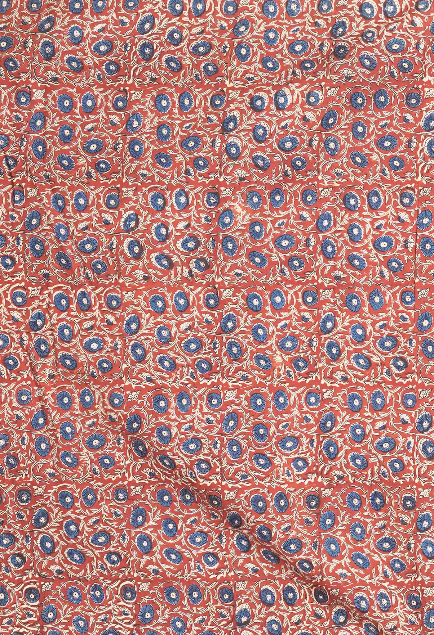 Ivory-Red Pure Hand Block Printed Soft Cotton Saree-UNM81906