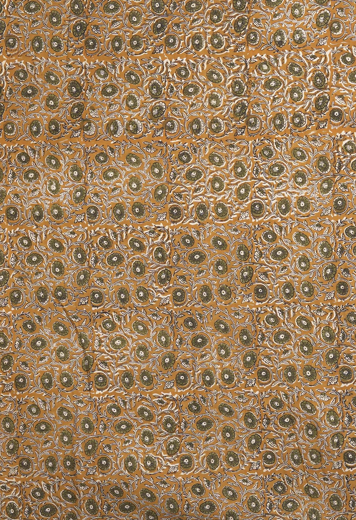 Ivory-Yellow Pure Hand Block Printed Soft Cotton Saree-UNM81910