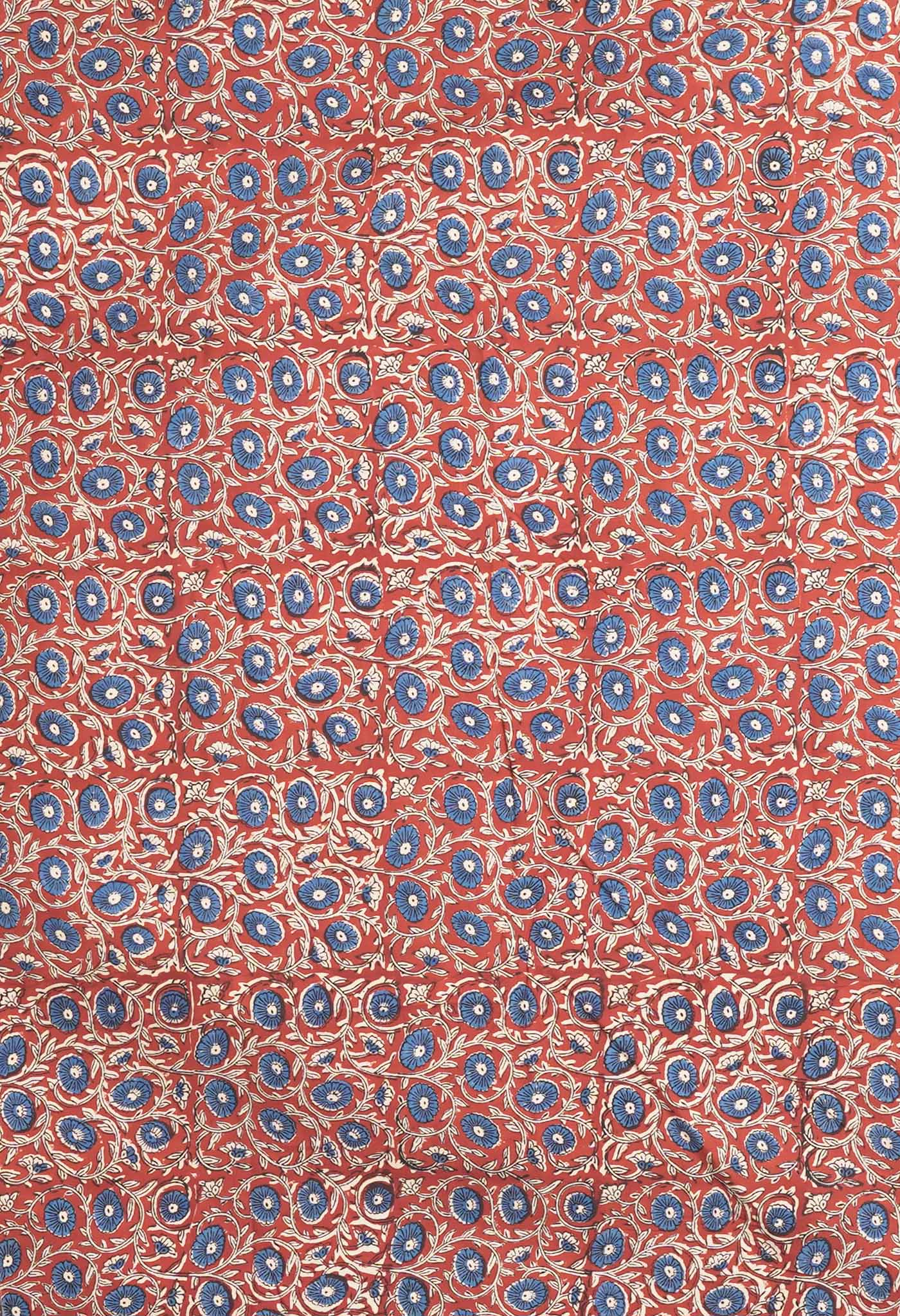 Ivory-Red Pure Hand Block Printed Soft Cotton Saree-UNM81913