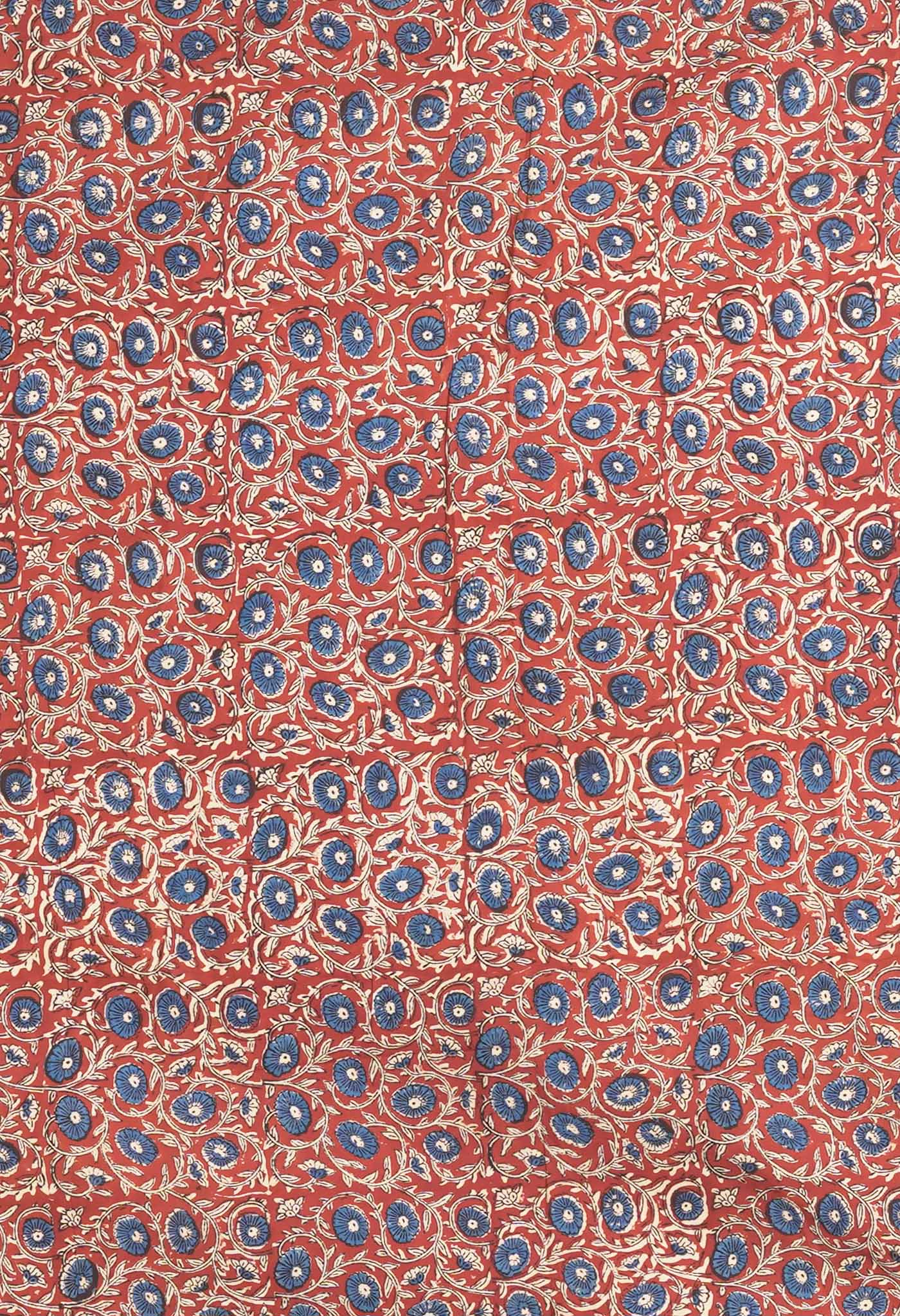 Ivory-Red Pure Hand Block Printed Soft Cotton Saree-UNM81915