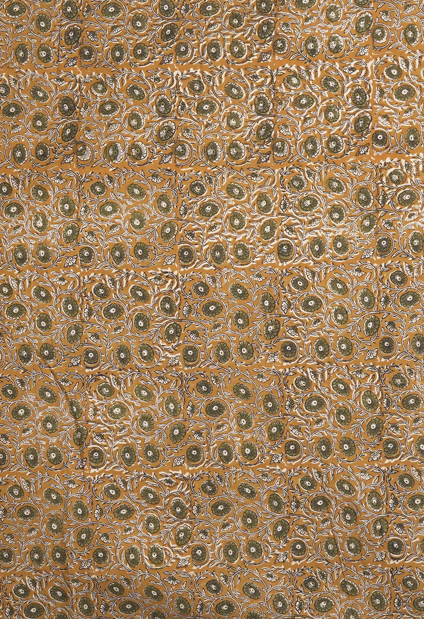 Ivory-Yellow Pure Hand Block Printed Soft Cotton Saree-UNM81917