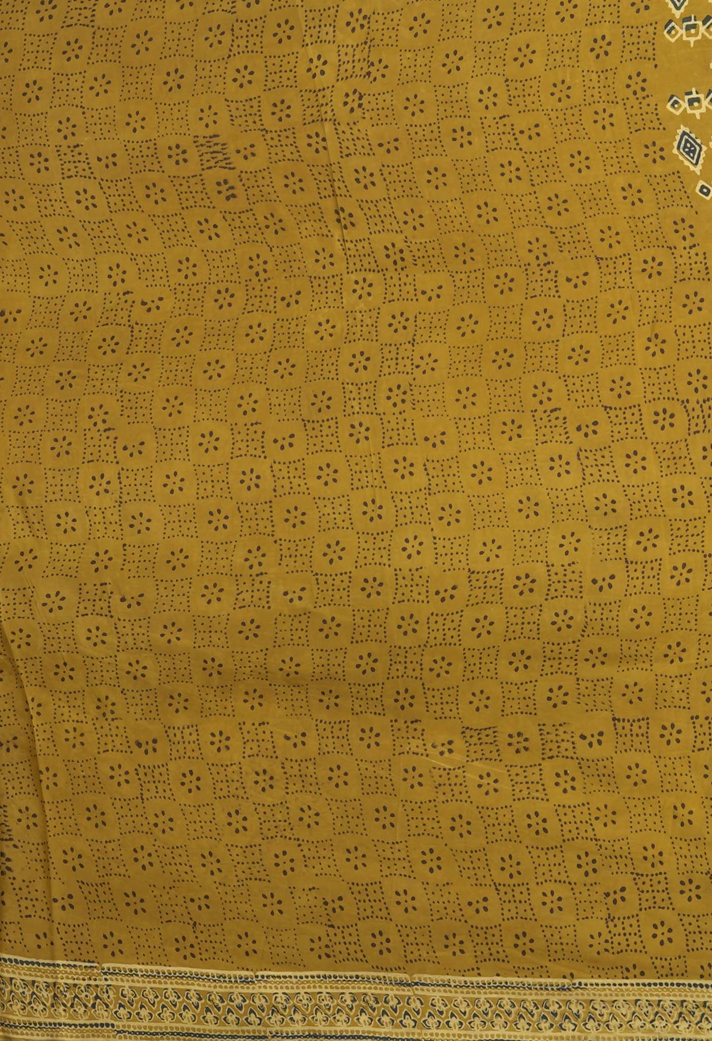 Yellow Pure Ajrakh Printed Uppada Sico Saree-UNM82062