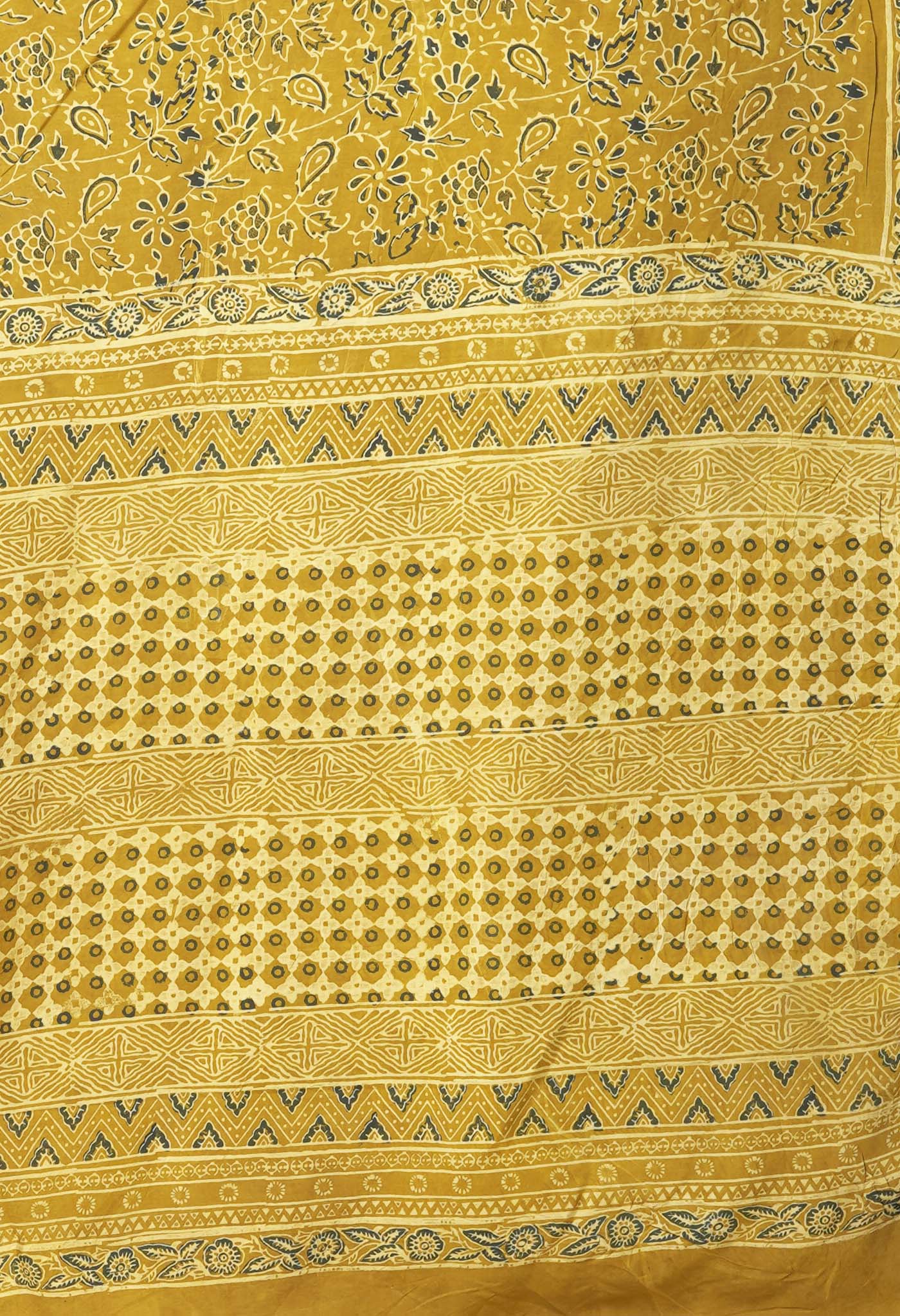 Yellow Pure Ajrakh Printed Uppada Sico Saree-UNM82063