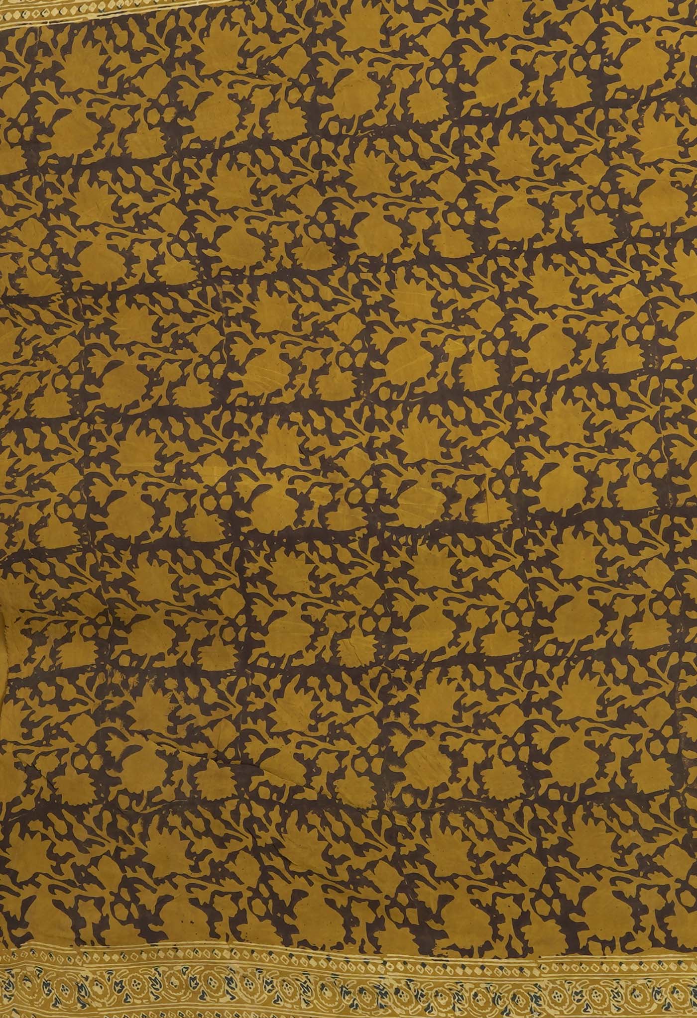 Yellow Pure Ajrakh Printed Uppada Sico Saree-UNM82065