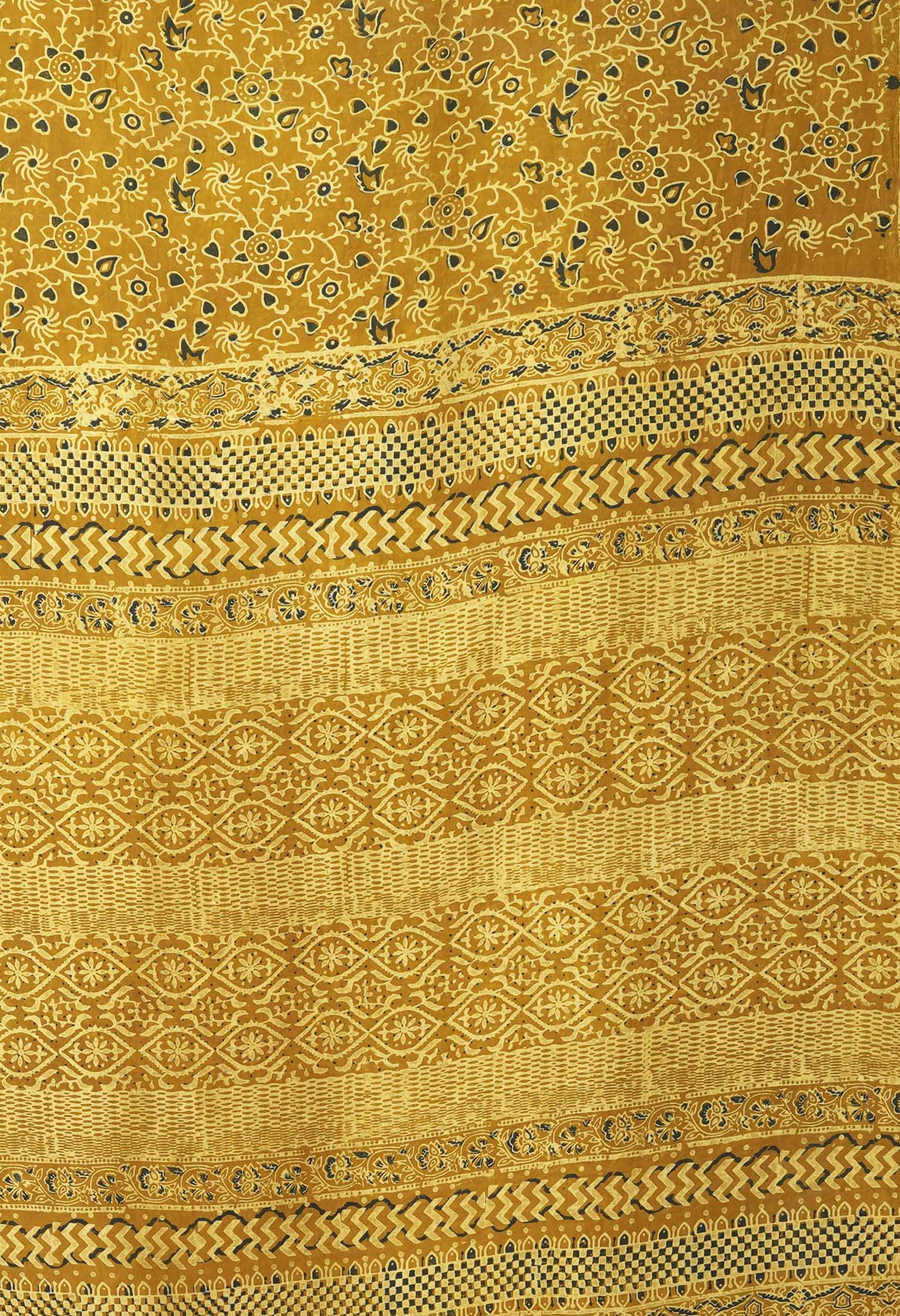Yellow Pure Ajrakh Printed Uppada Sico Saree-UNM82067