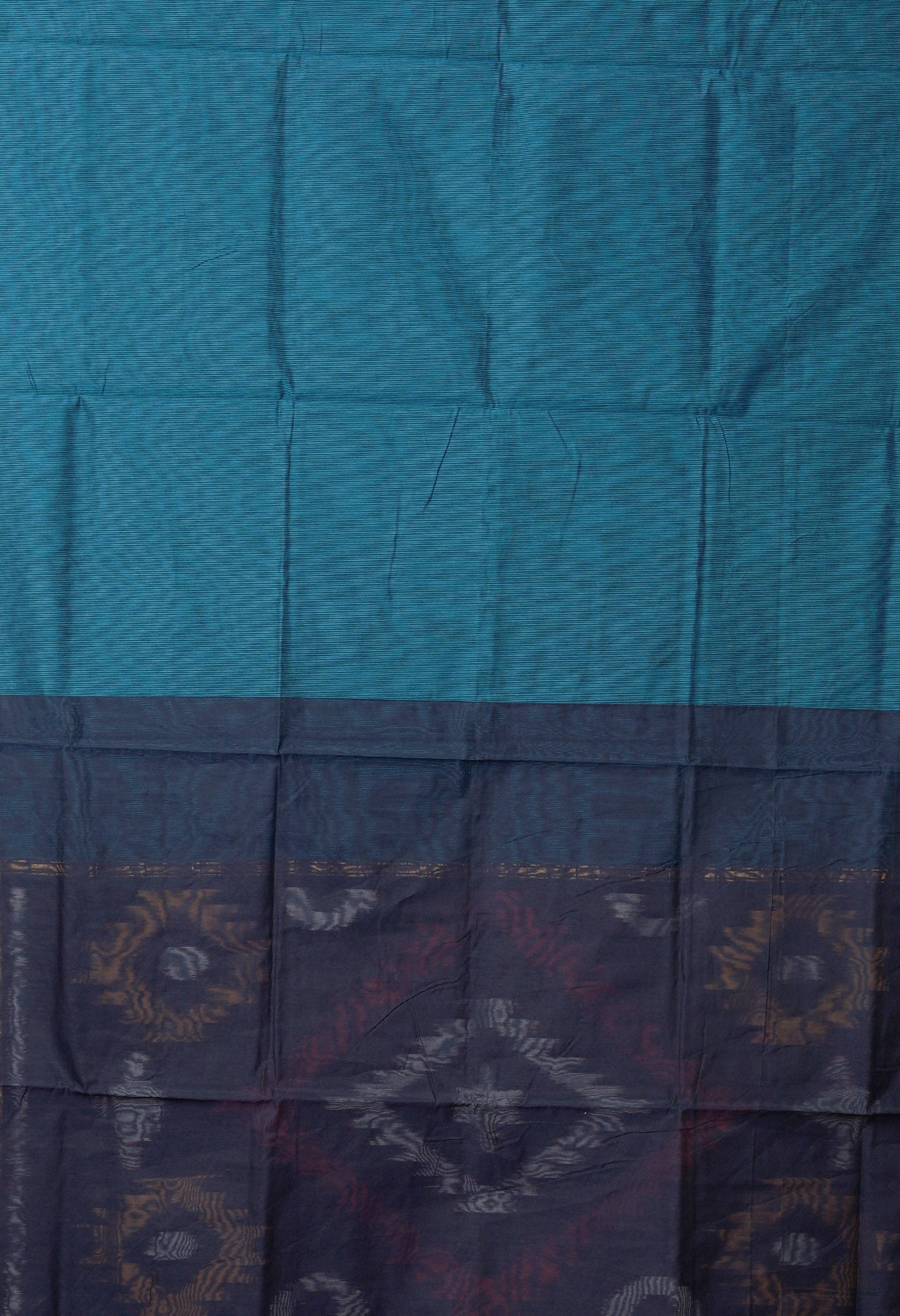 Blue-Black Pure Pochampally Cotton Silk Saree-UNM82104