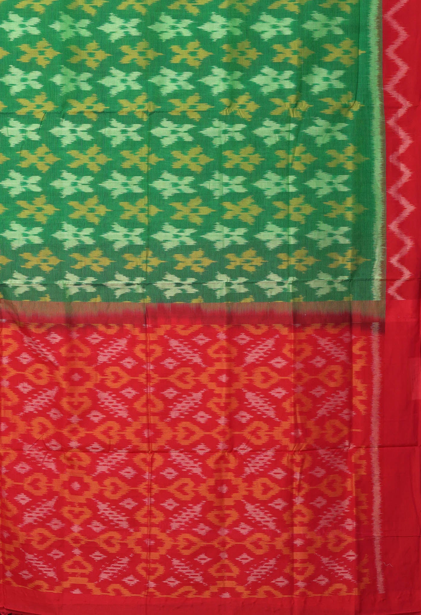 Green-Pink Pure Pochampally Mercerized Cotton Silk Saree-UNM82107