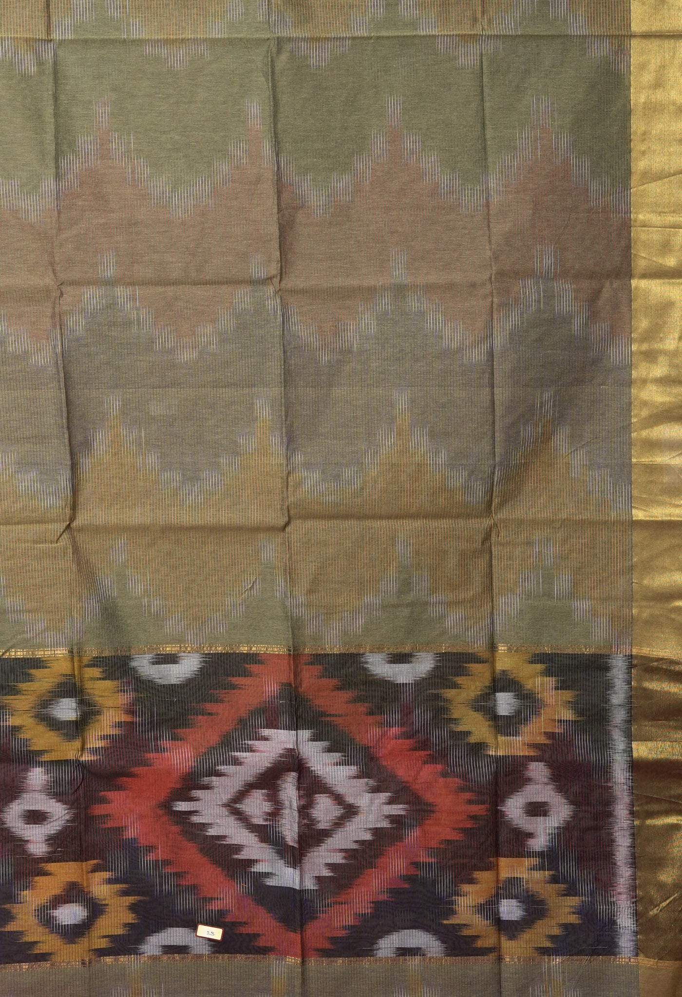 Green Pure Pochampally Cotton Silk Saree-UNM82119